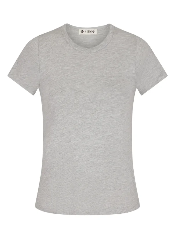 Fitted Crewneck Short Sleeve T-shirt in Heather Grey - 1