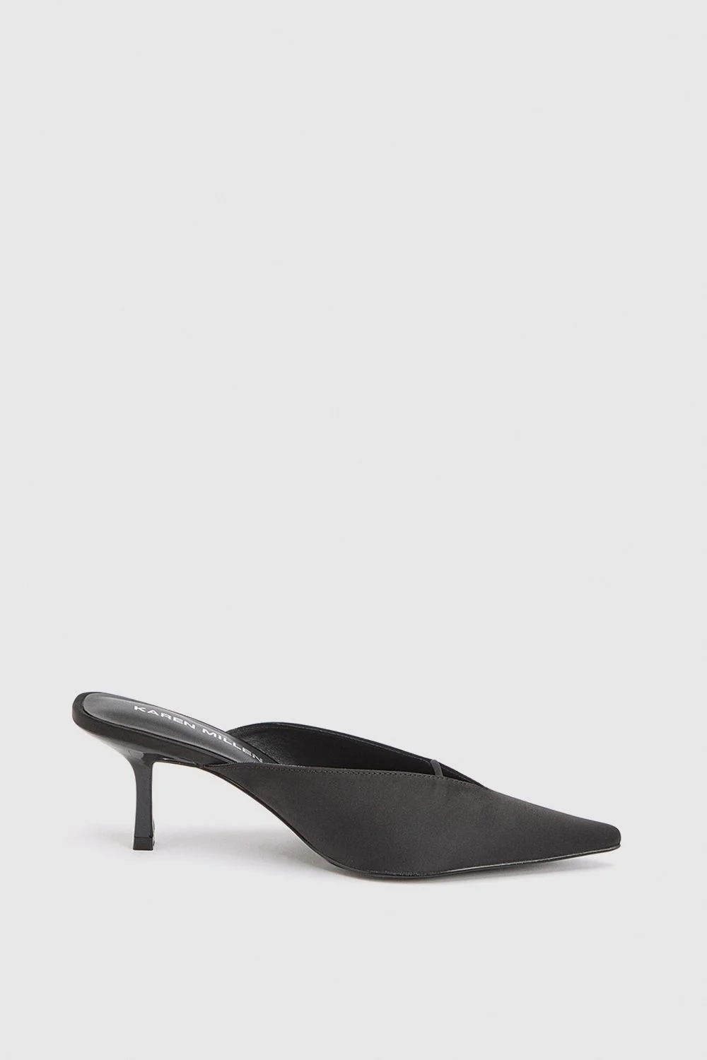 Satin Closed Toe Heeled Mules - 1