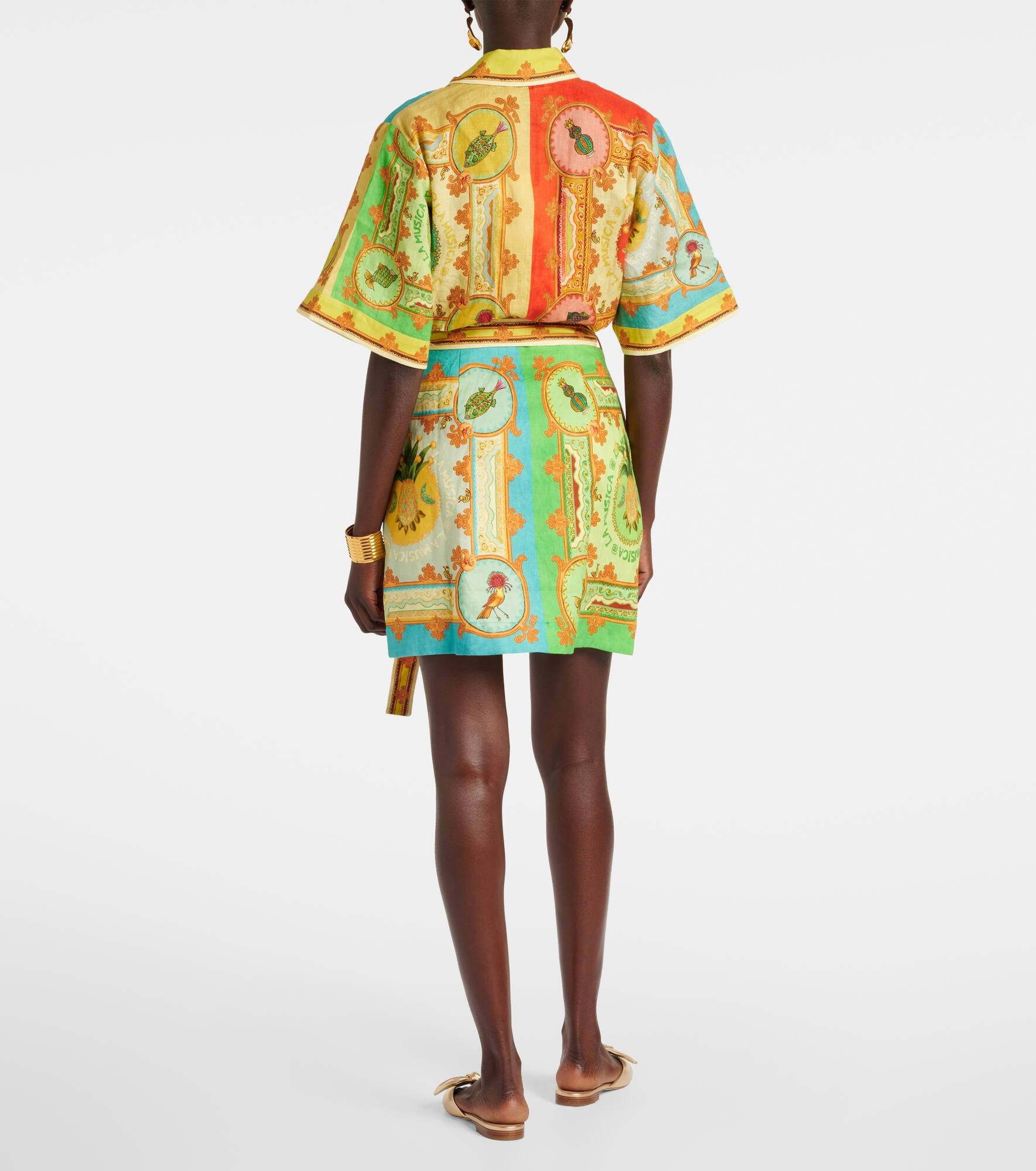 La Musica printed linen shirt dress - 3
