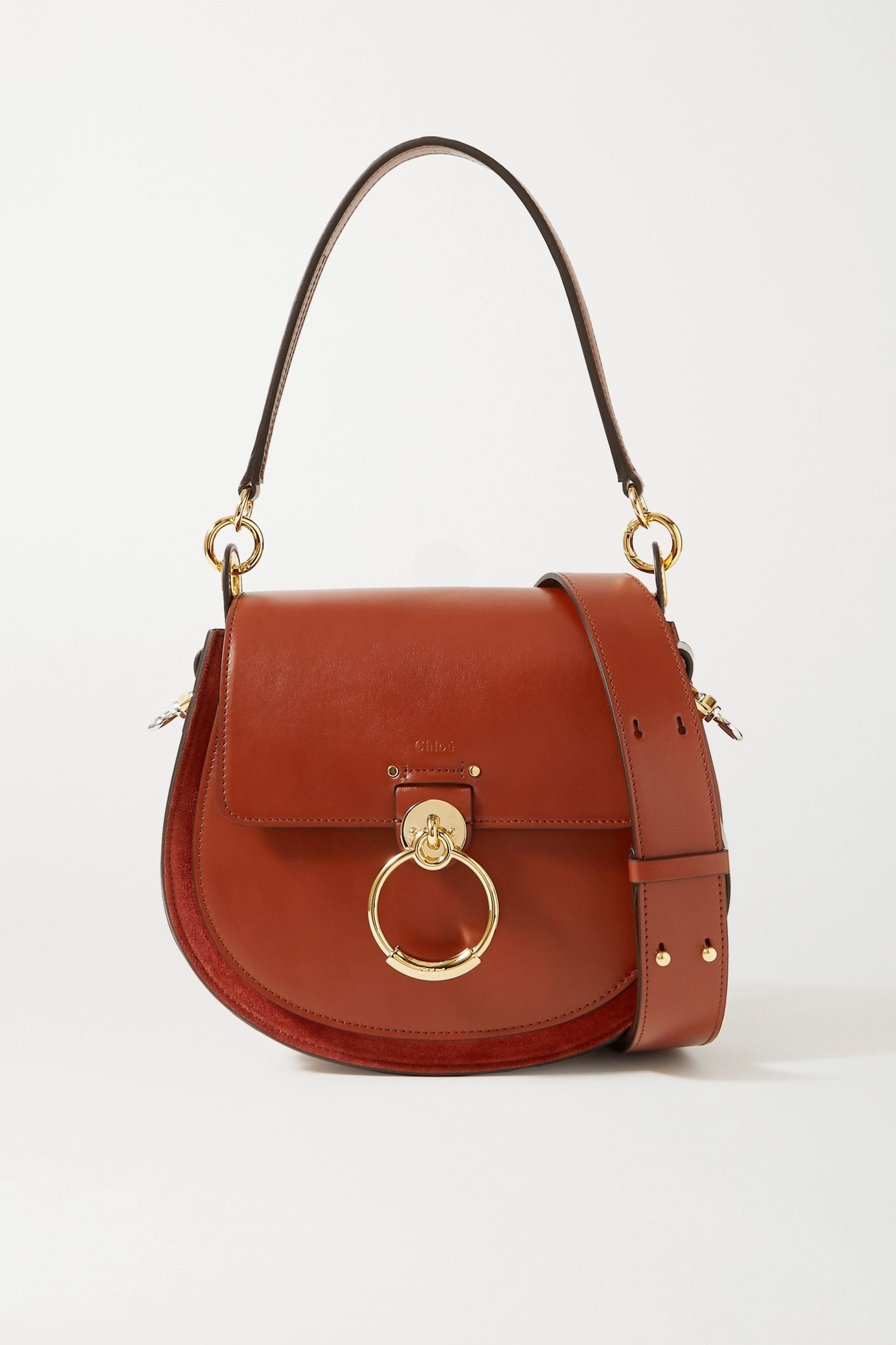 Tess large leather and suede shoulder bag - 1