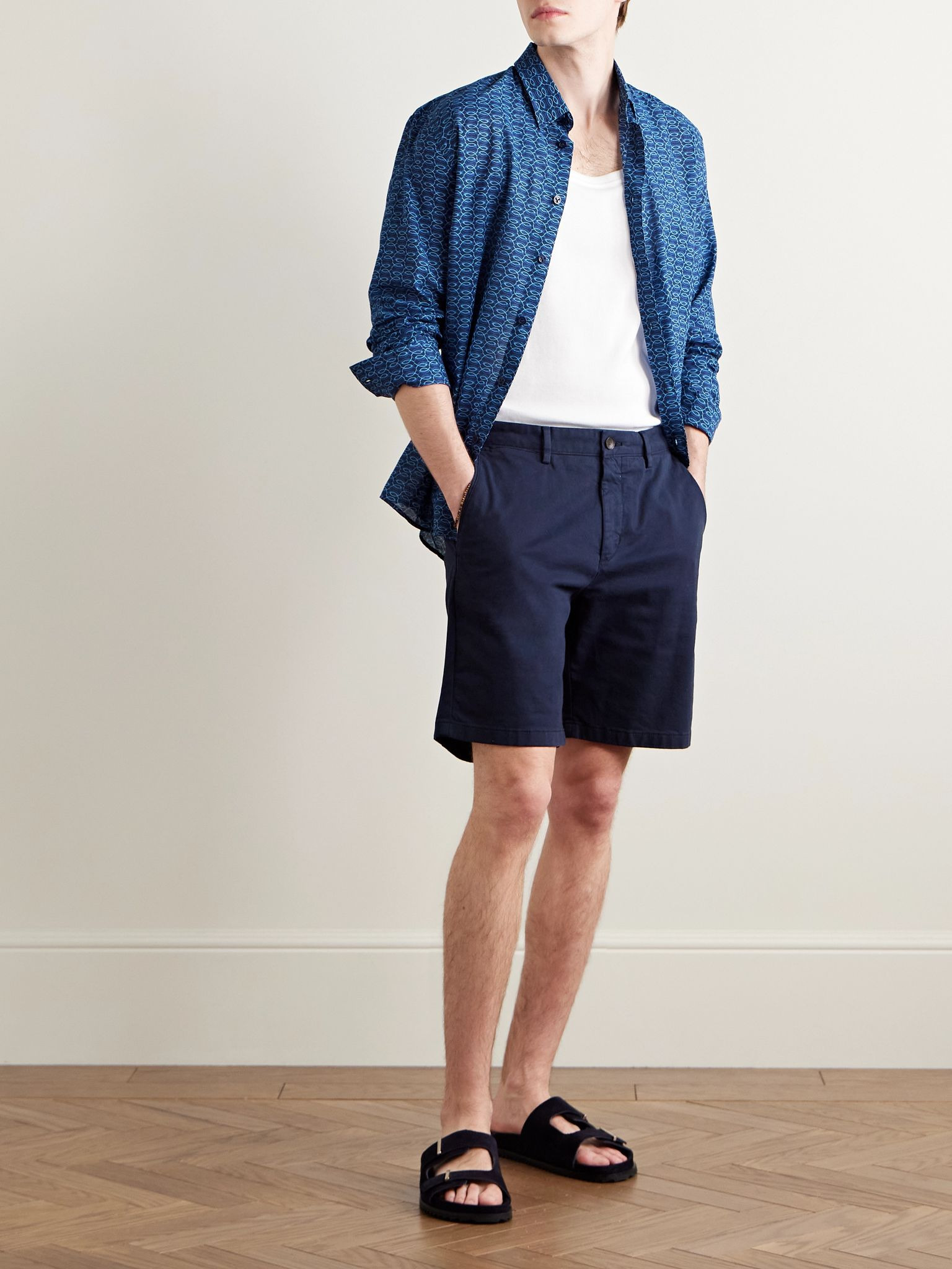 Caracal Printed Organic Cotton-Voile Shirt Blue - 2