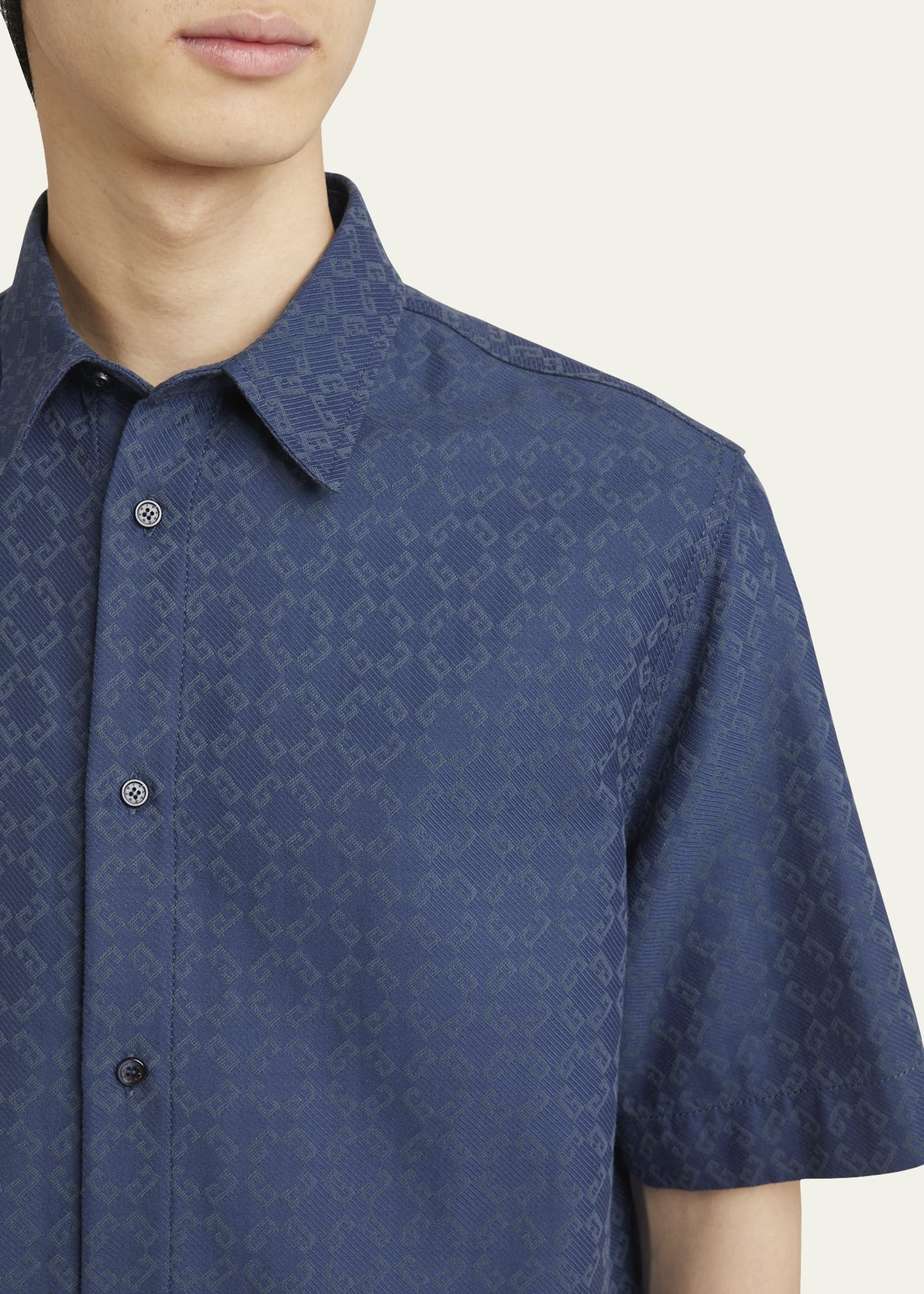 Men's Monogram Jacquard Denim Shirt - 5