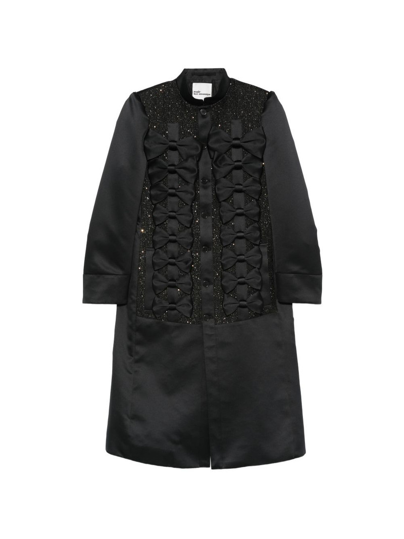 sequin-embellished bow-detail coat 1