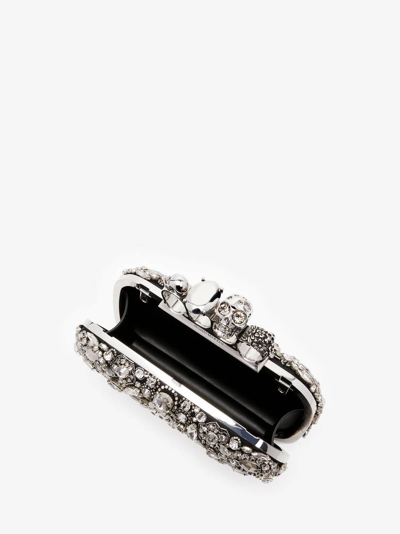 Women's Victorian Jewel Knuckle Clutch in Silver - 4