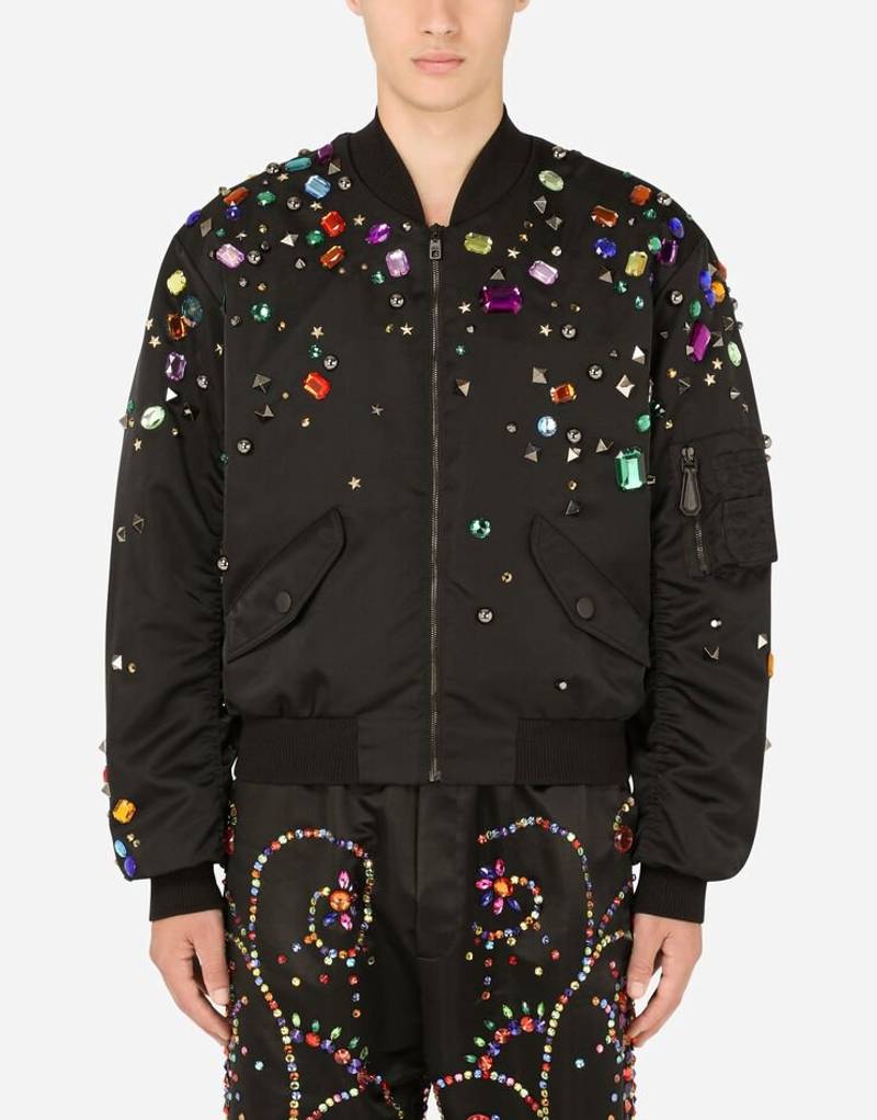 Nylon jacket with crystal and stud embellishment 2
