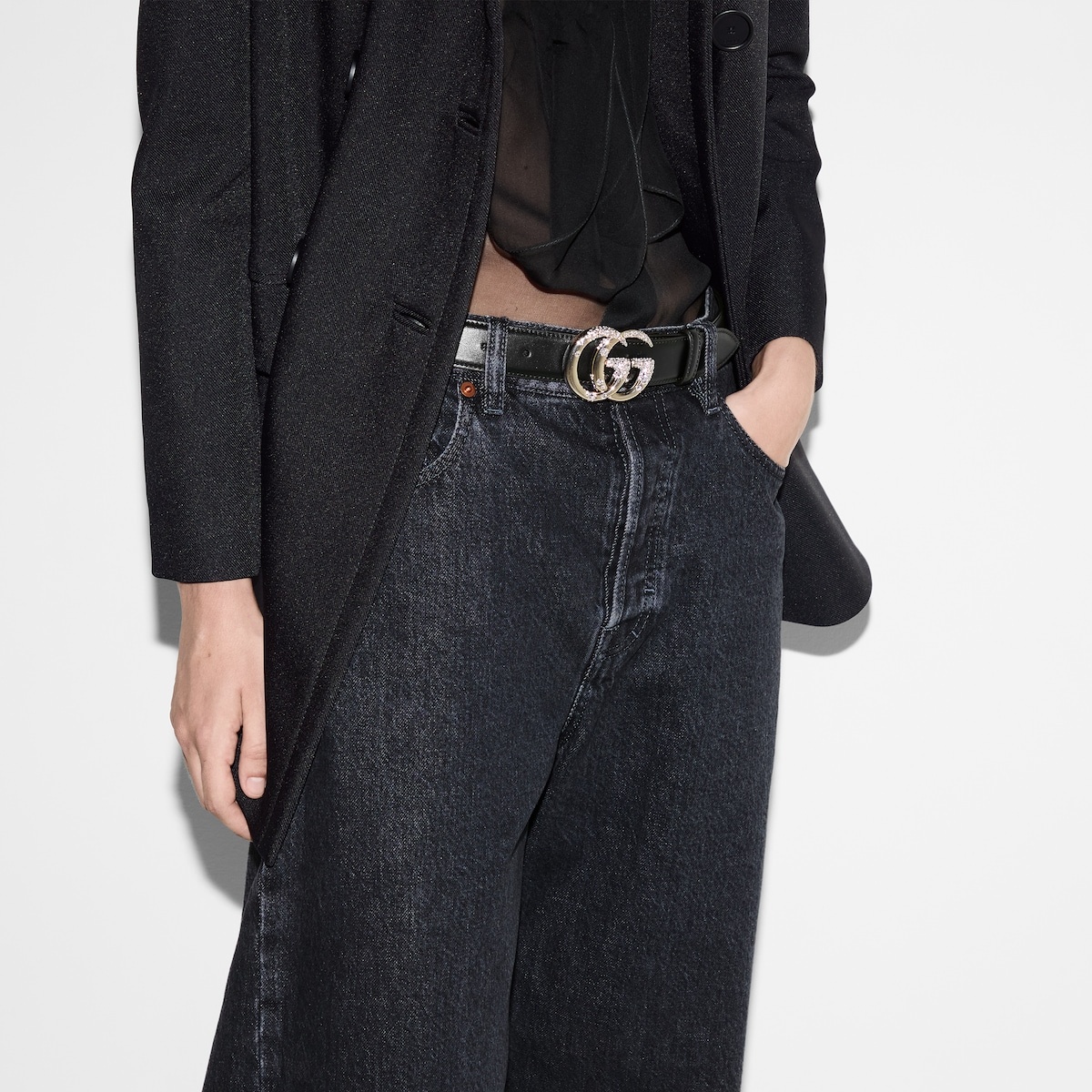 GG Marmont thin belt with beading - 3