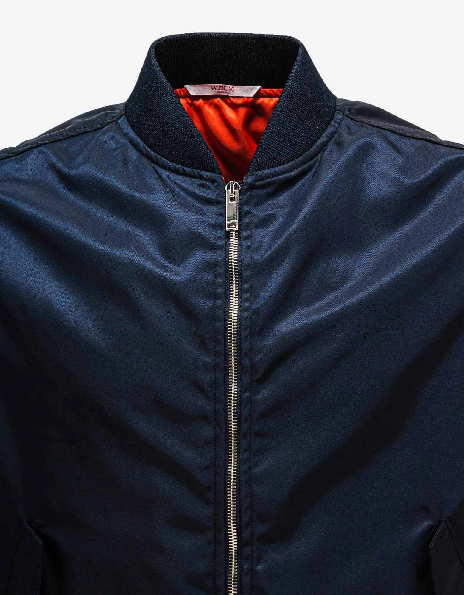 Valentino Navy Blue Neon Universe Logo Bomber Jacket - 4