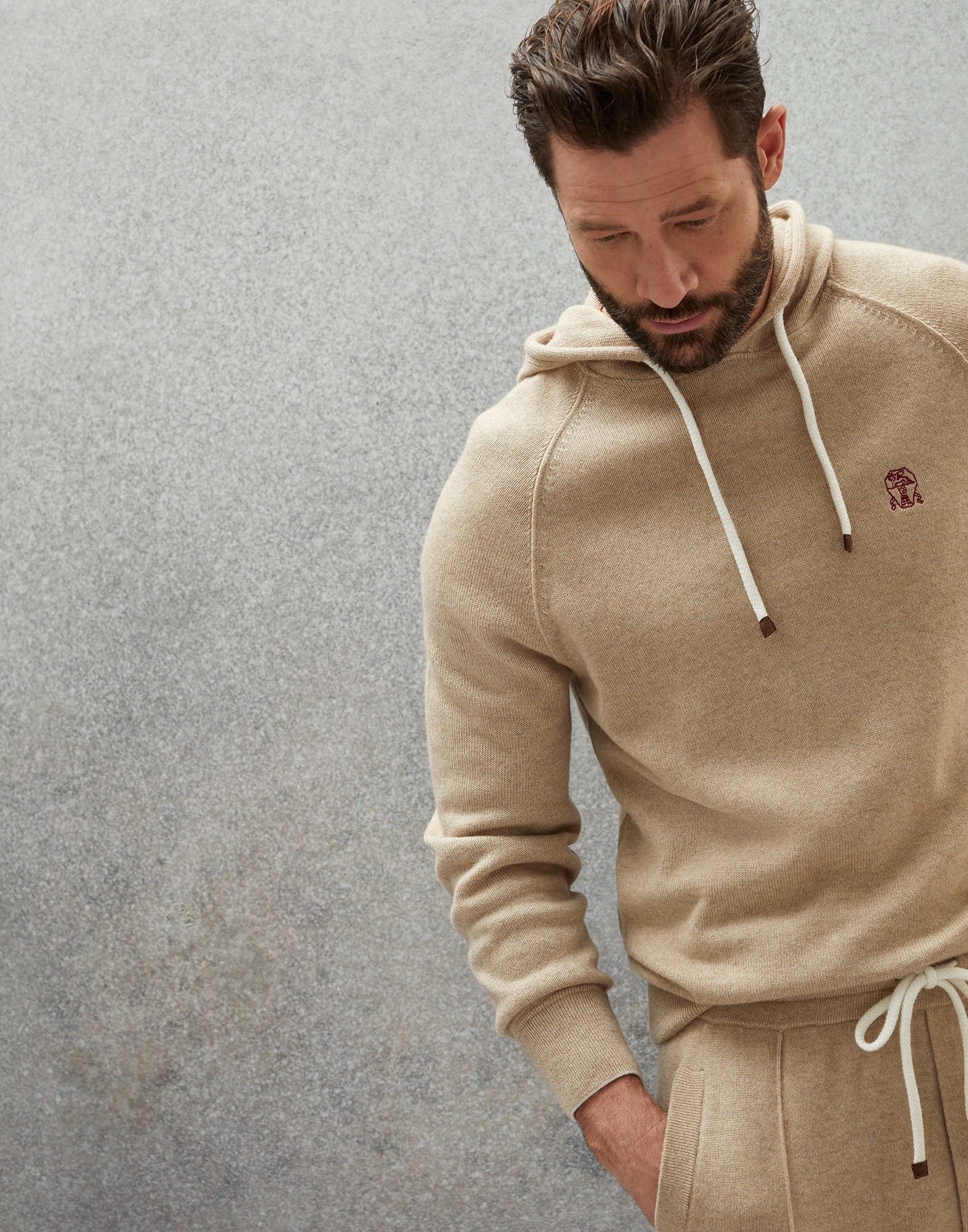 Logo-Embroidered Ribbed Cashmere Zip-Up Hoodie