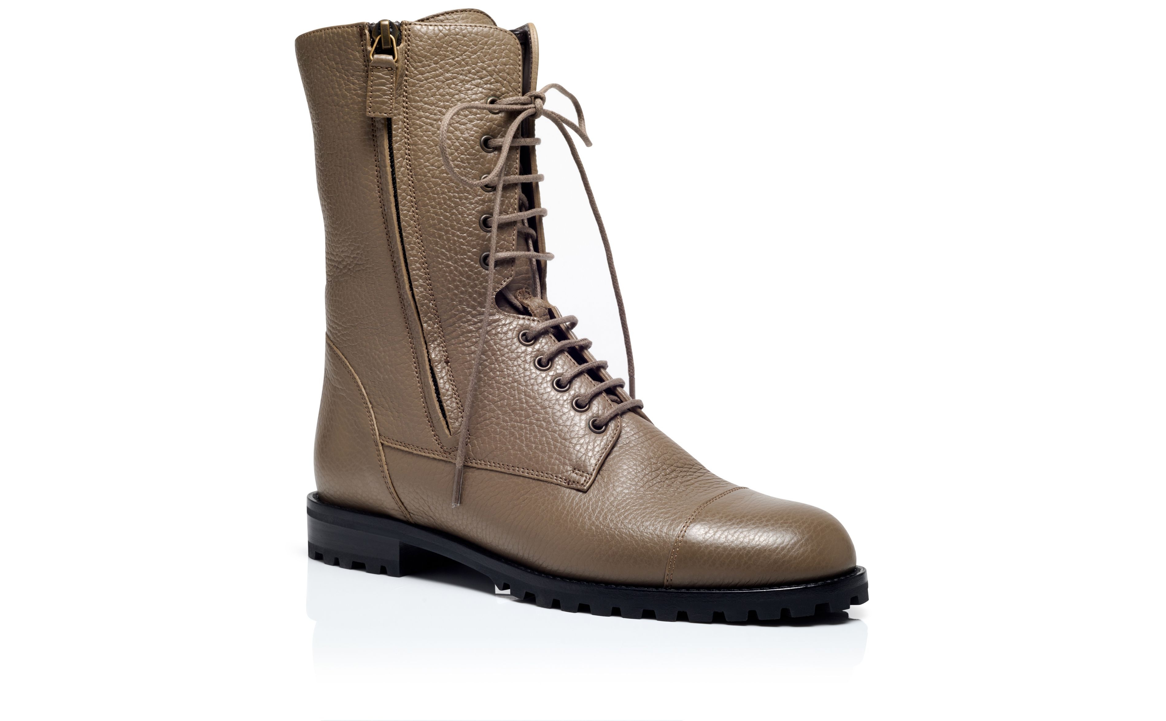 Light Brown Calf Leather Military Boots - 3