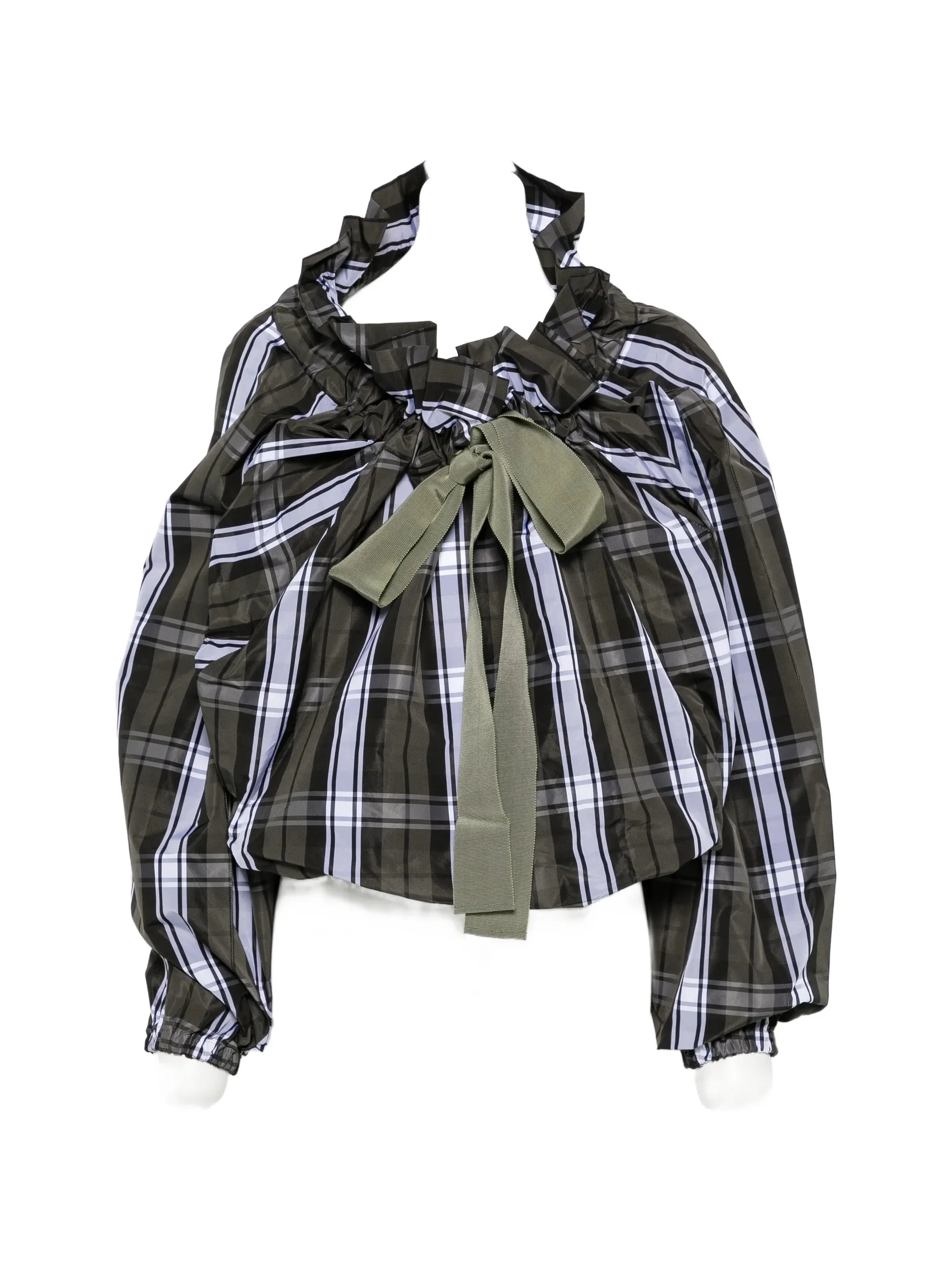 Patou Scoop-neck Check Ruffled Blouse - 1