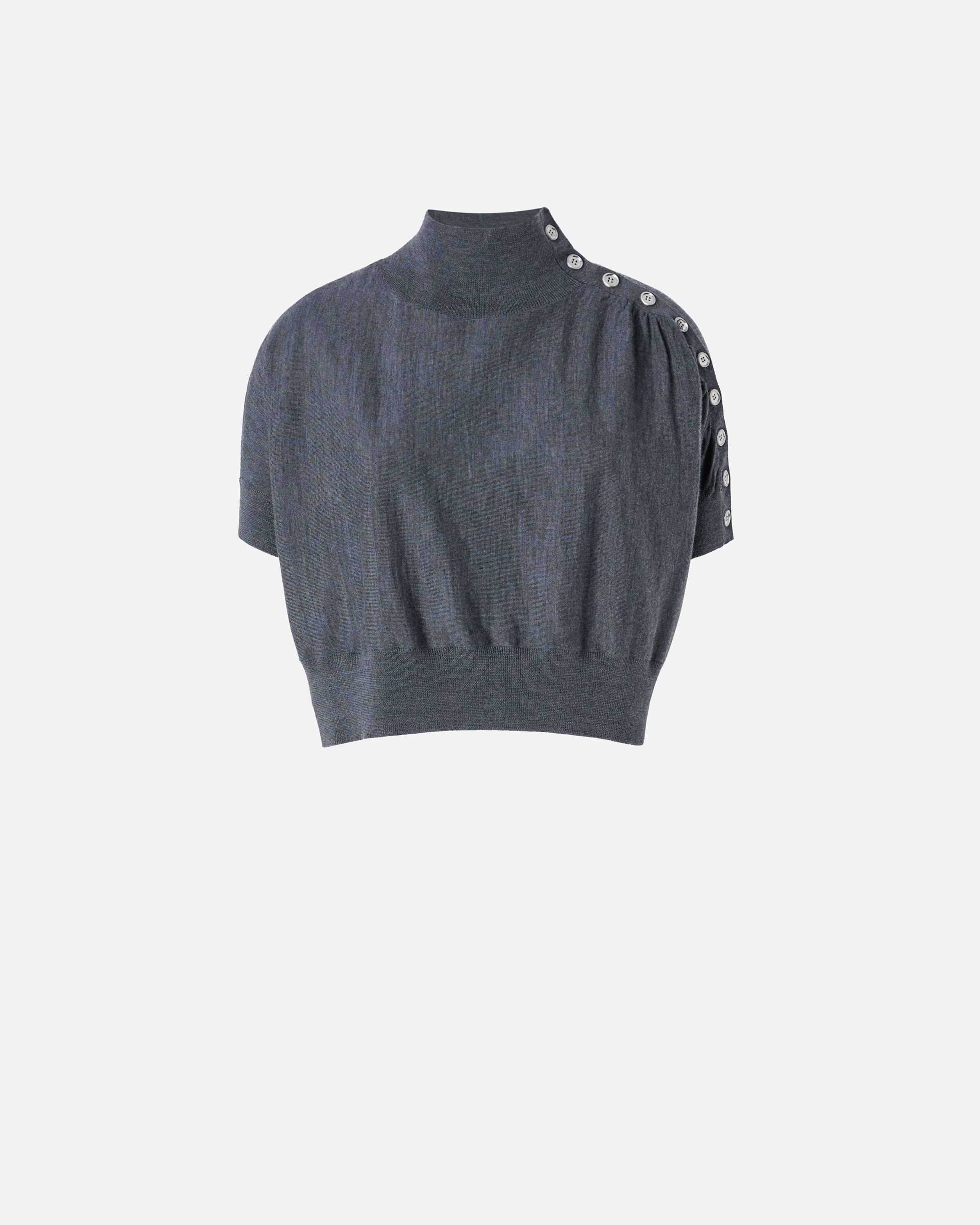 SHORT-SLEEVED SHORT SWEATER WITH BUTTONS - 1
