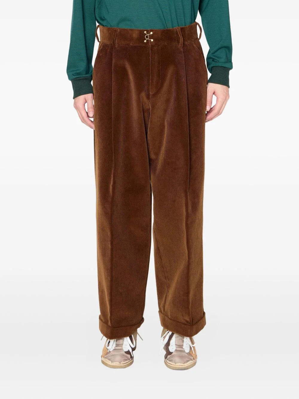 pleated corduroy trousers - 1