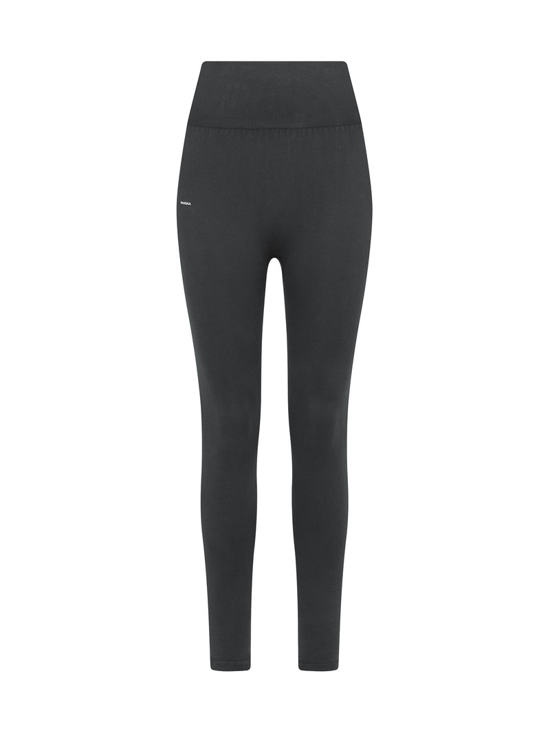 Womens Cotton-Stretch Leggings - Smoked Black 1