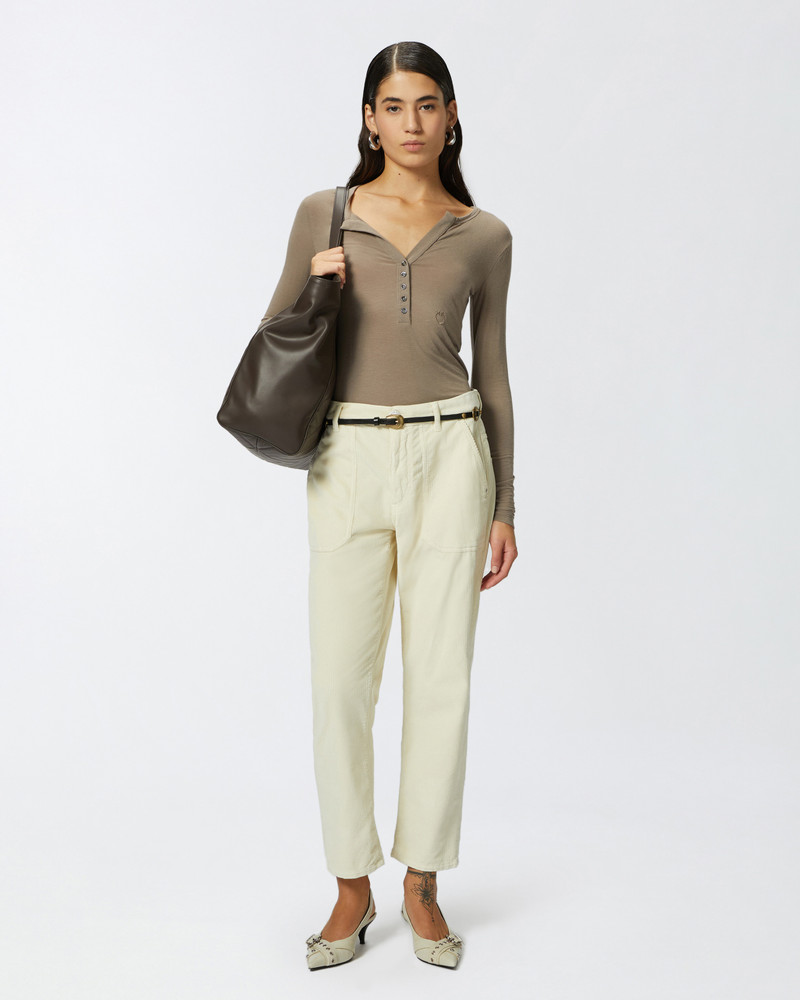 PINKO STRIPED VELVET CHINOS outlook