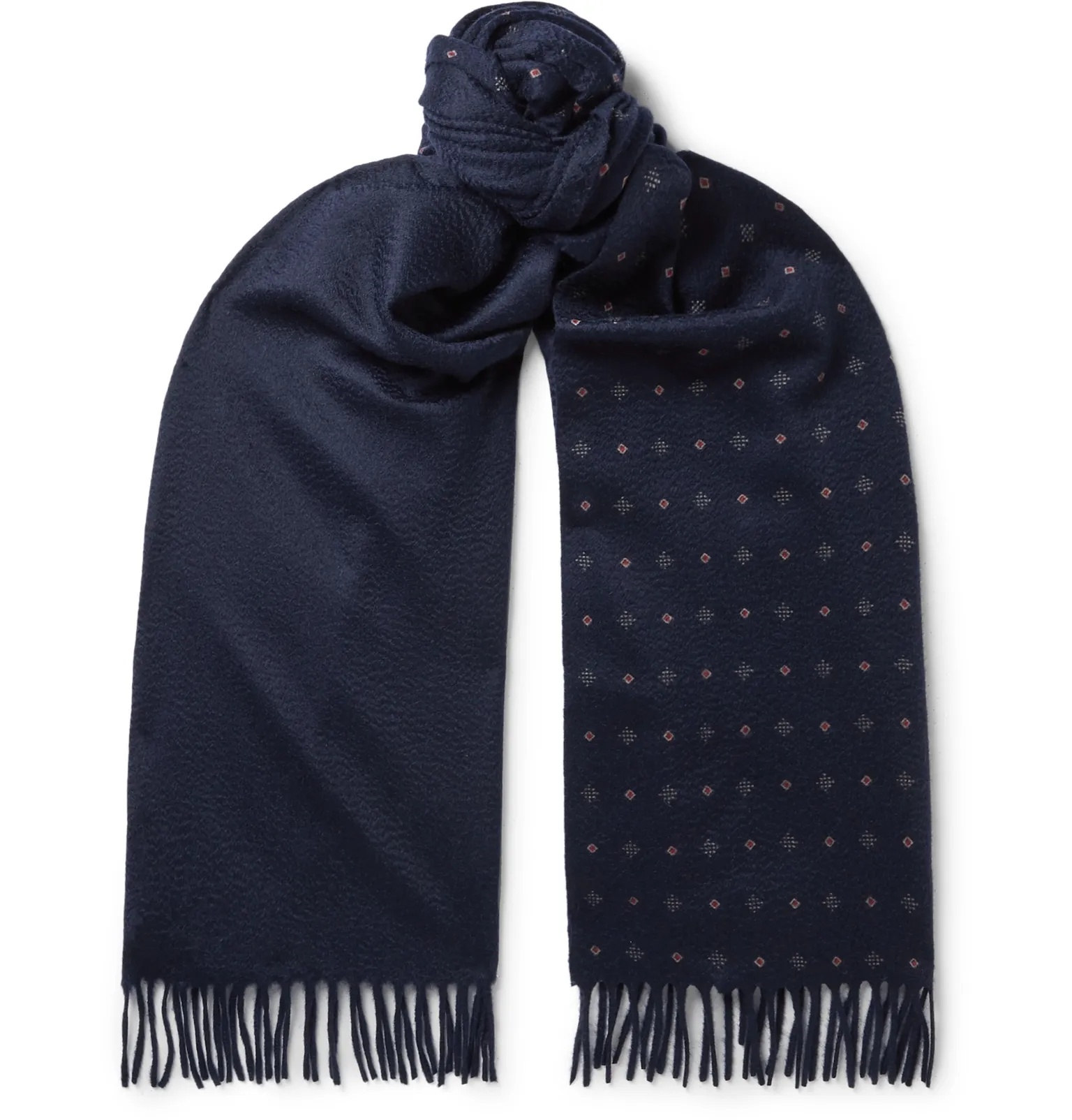 Fringed Printed Cashmere Scarf - 1