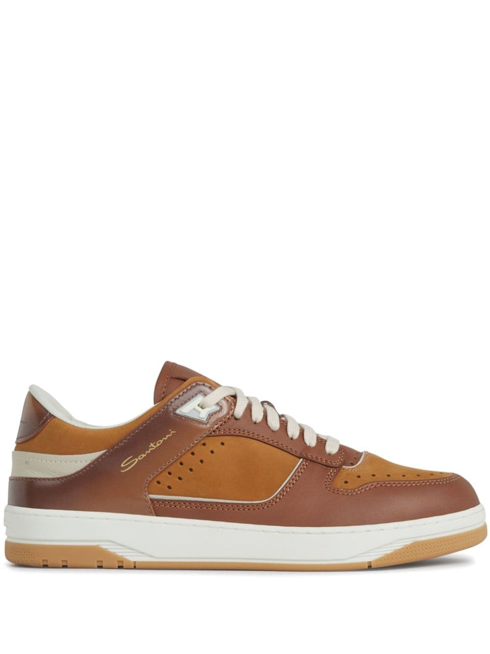 panelled leather sneakers - 1