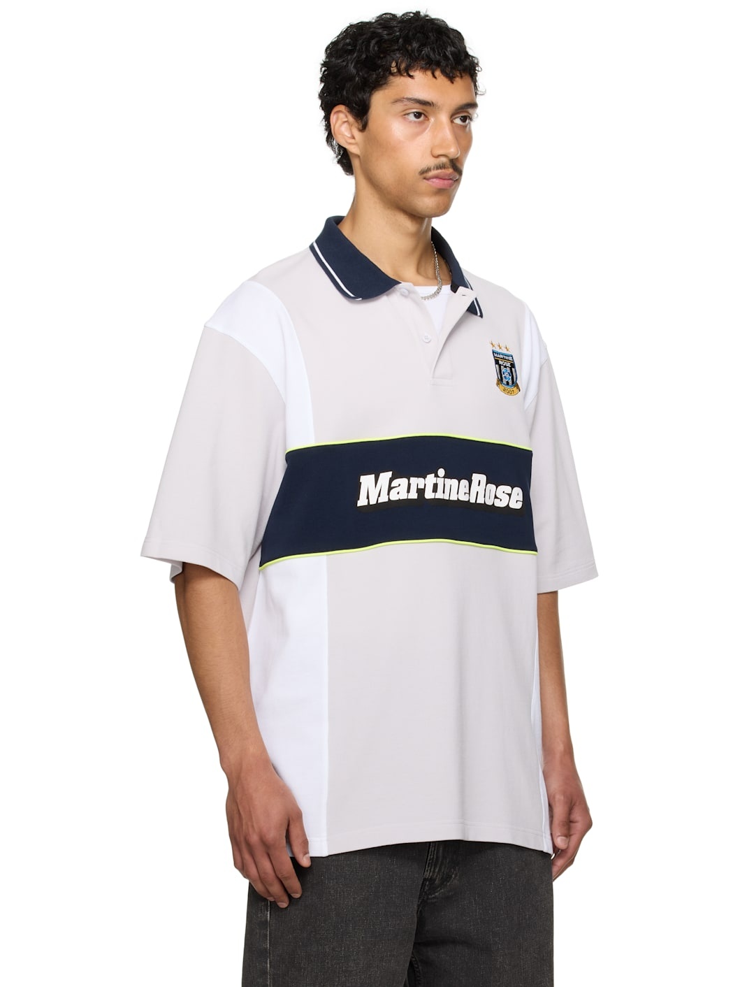 SSENSE Exclusive Gray & Navy Oversized Panelled Polo - 2