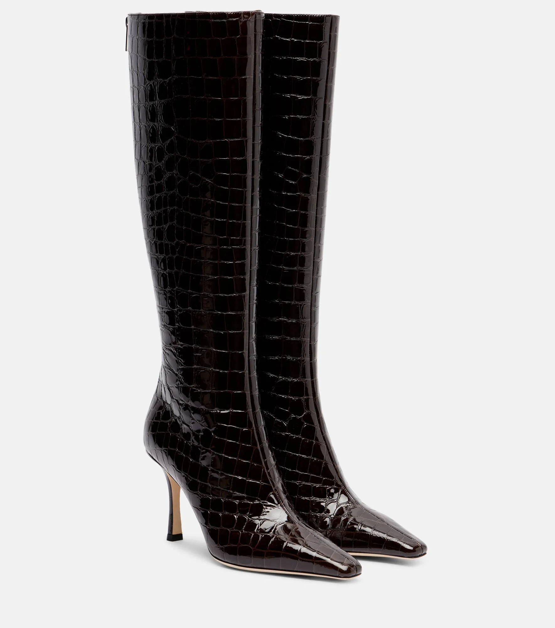 Agathe 85 croc-effect leather knee-high boots - 1