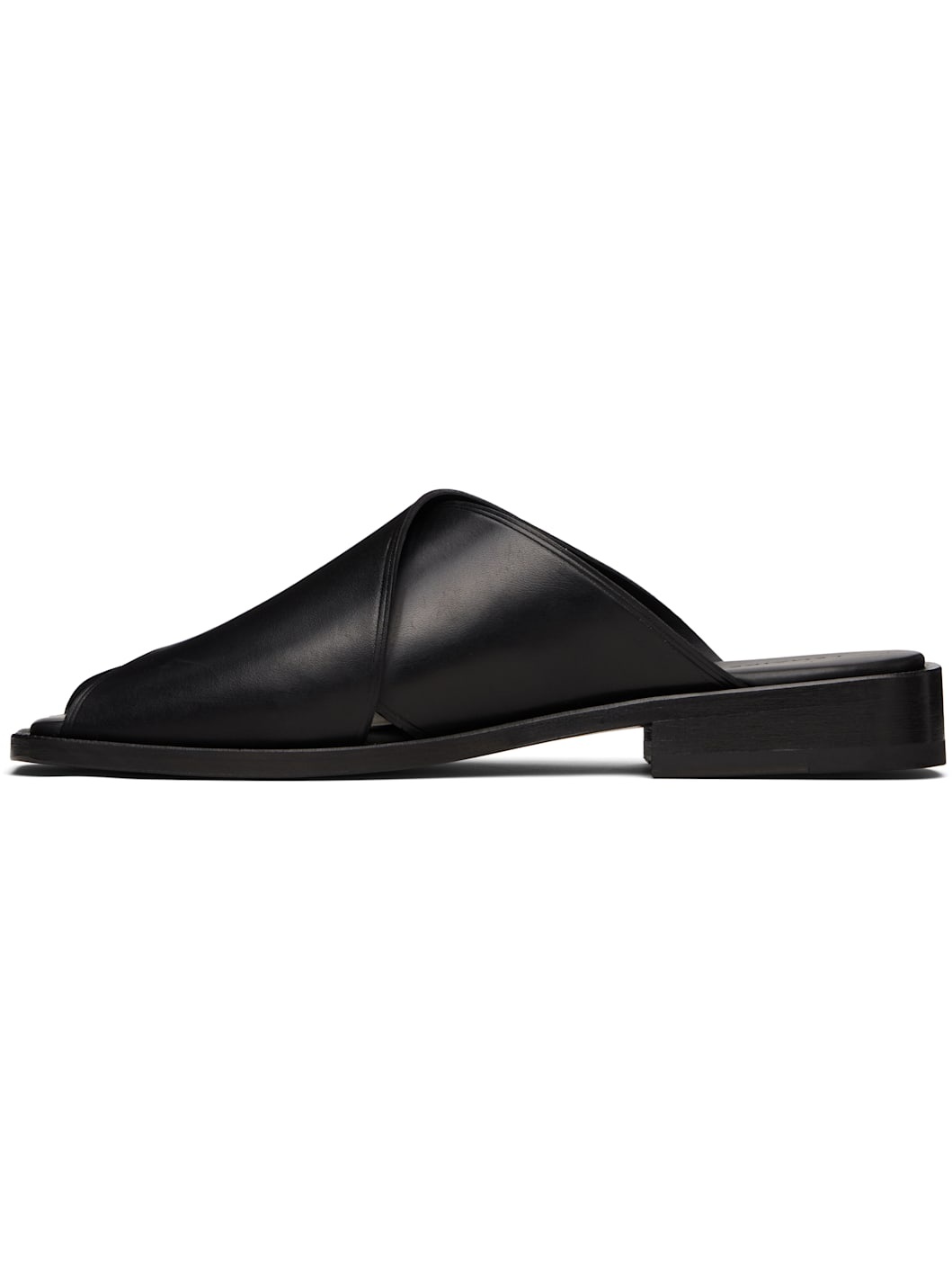 Black Cross Flat Sandals - 3