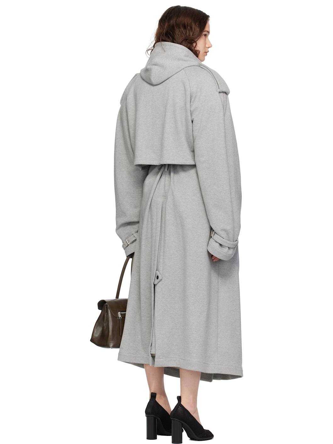 Gray Hooded Trench Coat - 3