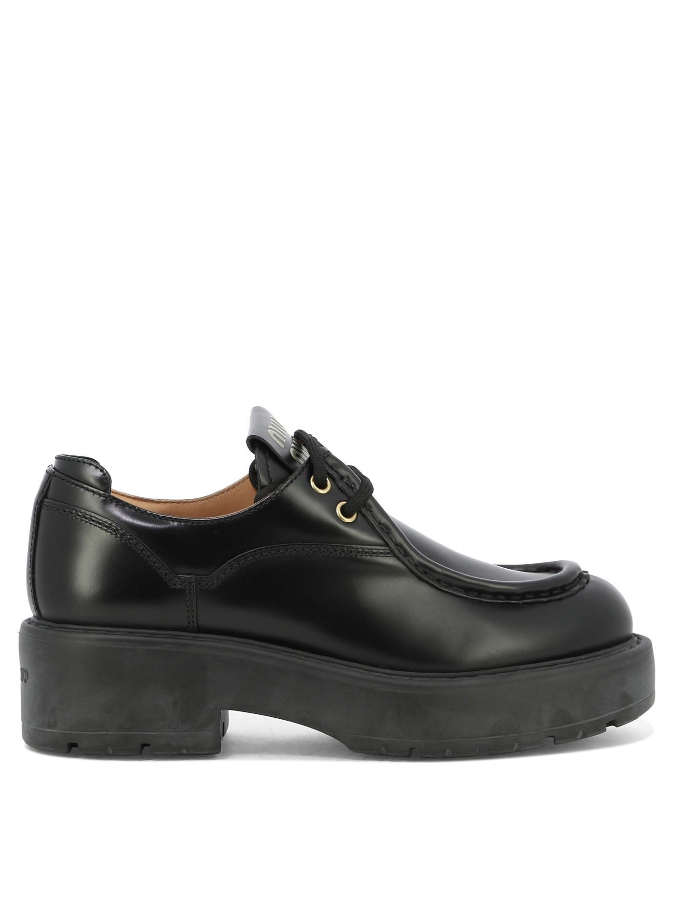 Miu Miu Leather Lace-up Loafers - 1