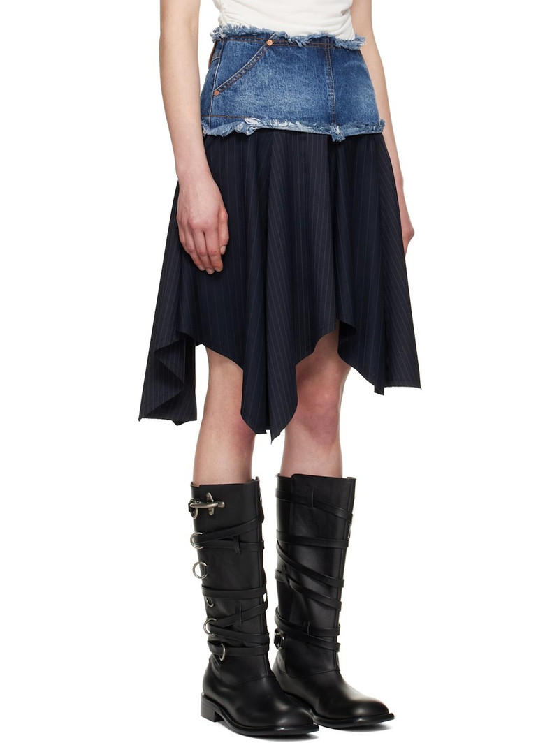 Navy Combination Fairy Denim Midi Skirt 2