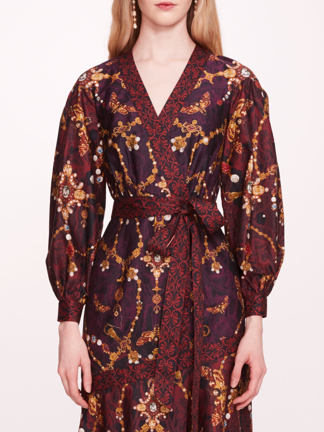 PRINTED POPLIN WRAP DRESS - 4