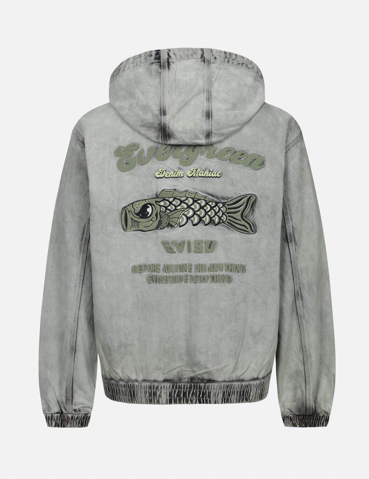 KOINOBORI AND SEAGULL EMBROIDERY LOOSE FIT HOODED DENIM JACKET - 2