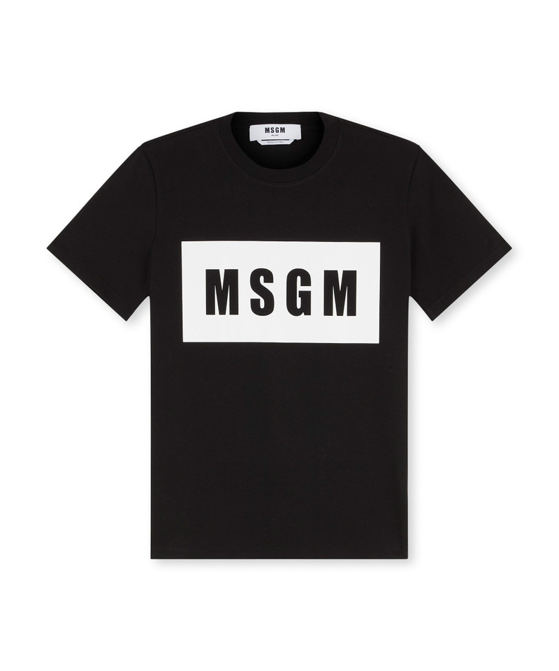 Crew neck T-shirt with MSGM box logo - 1