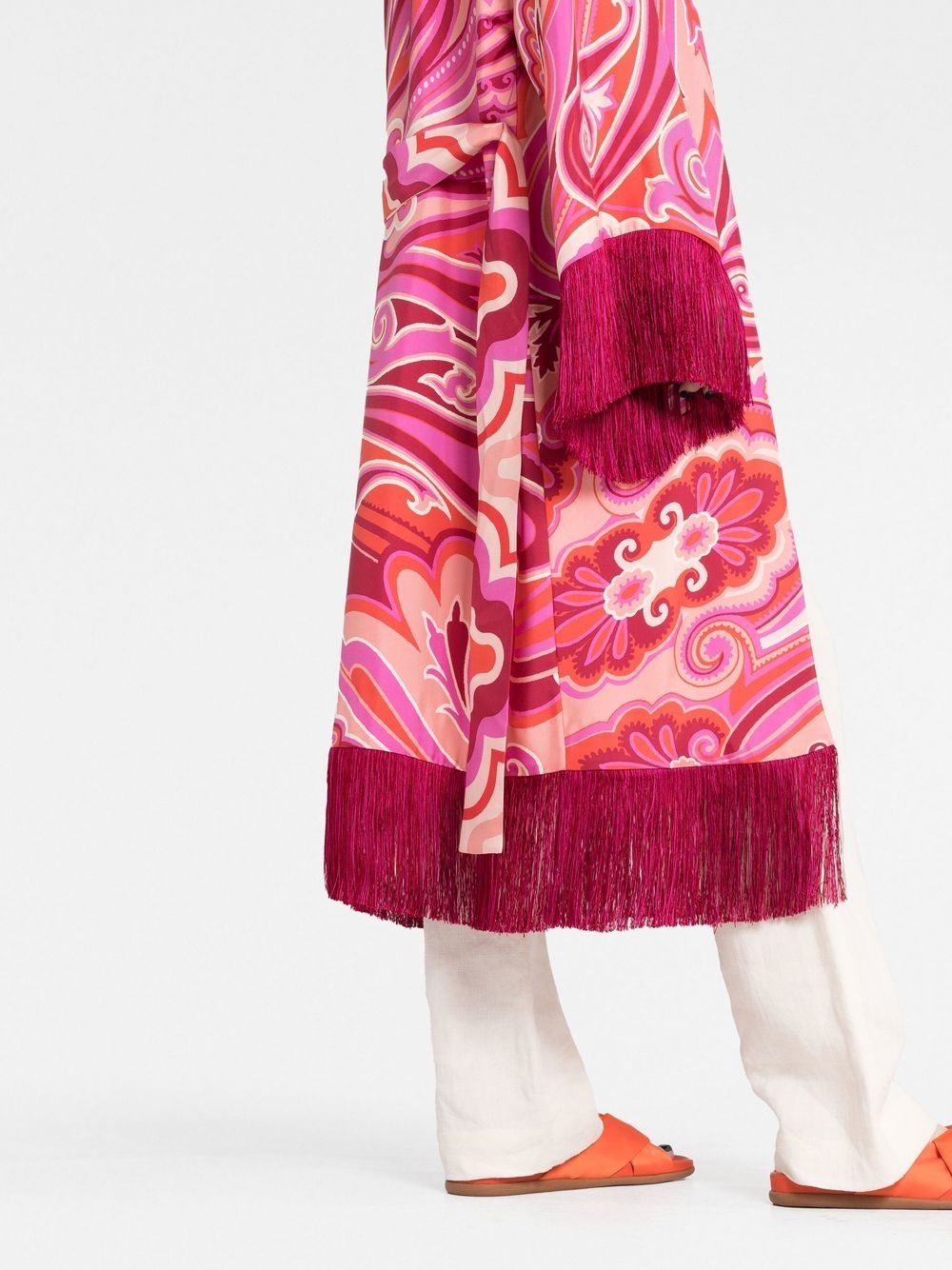 paisley-print fringed jacket - 3