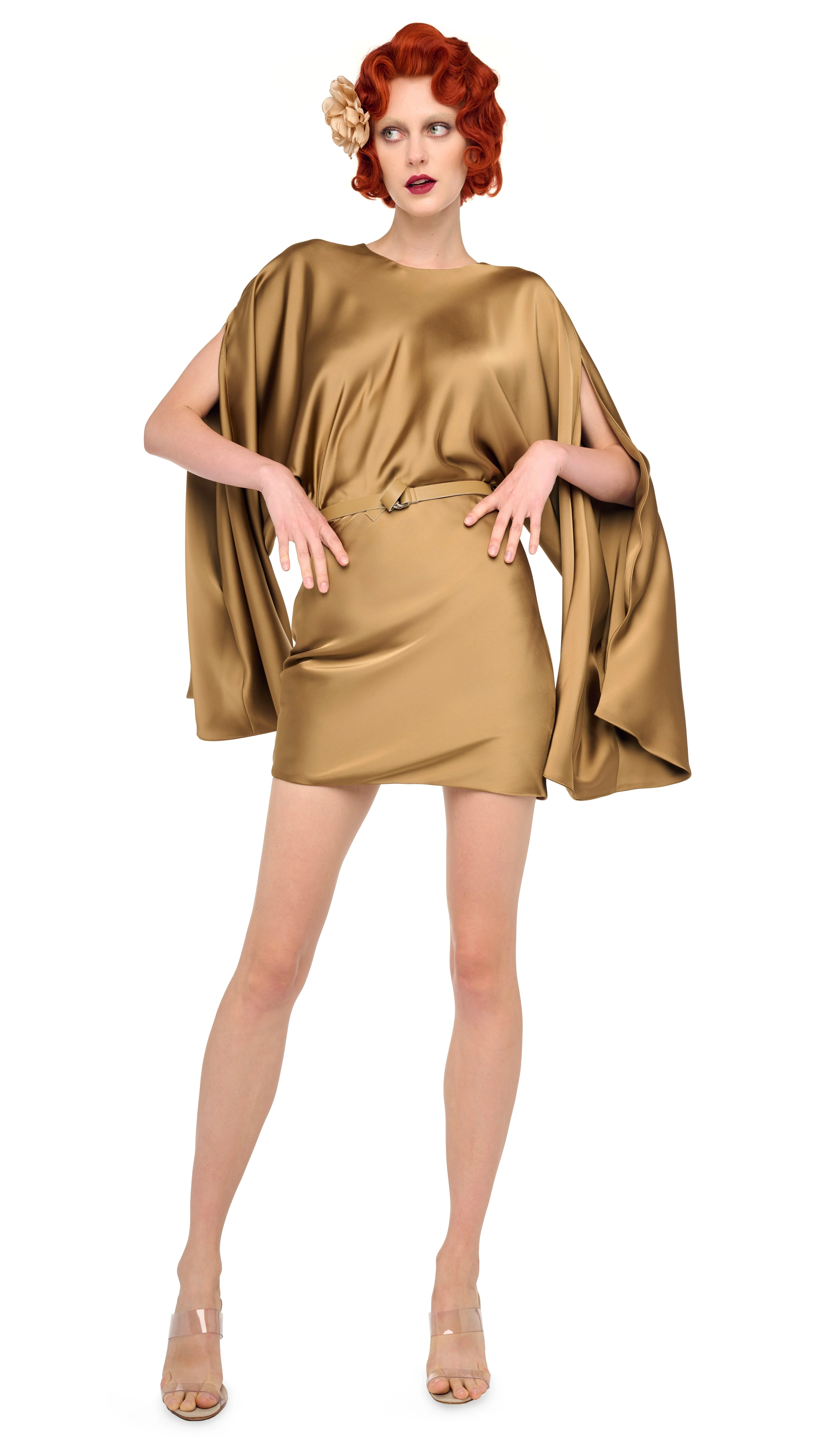 REVERSE OBIE MINI DRESS W/ LONG SLEEVE - 1