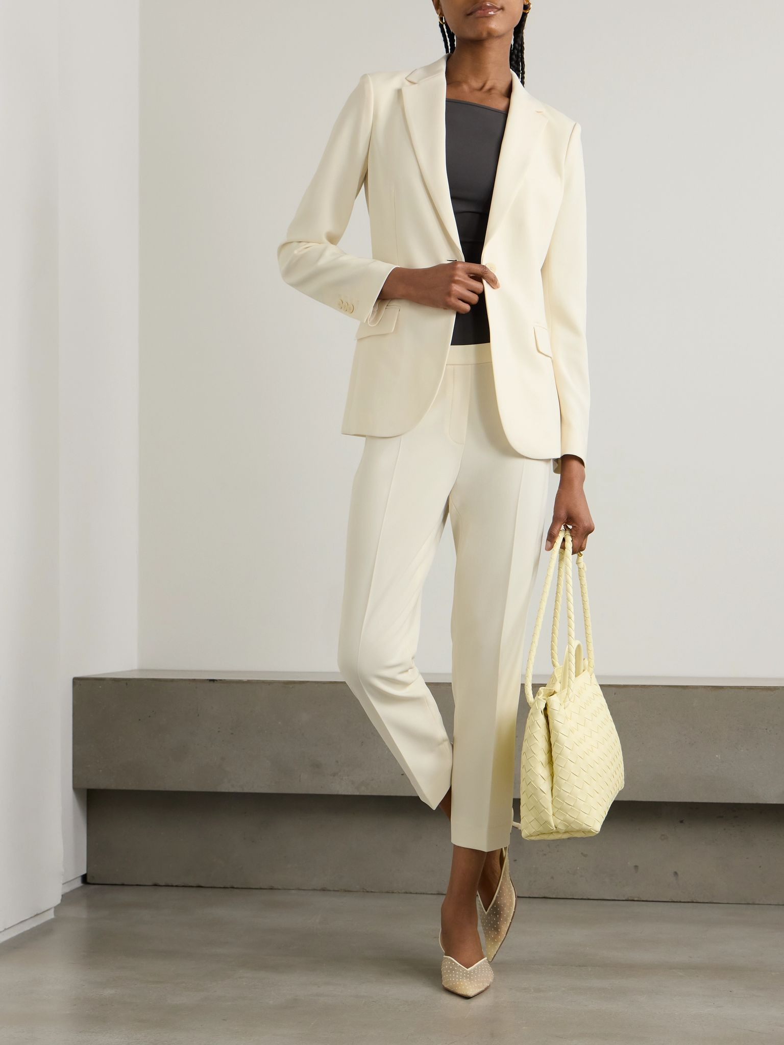 Treeca crepe cropped slim-leg pants Off-white - 2