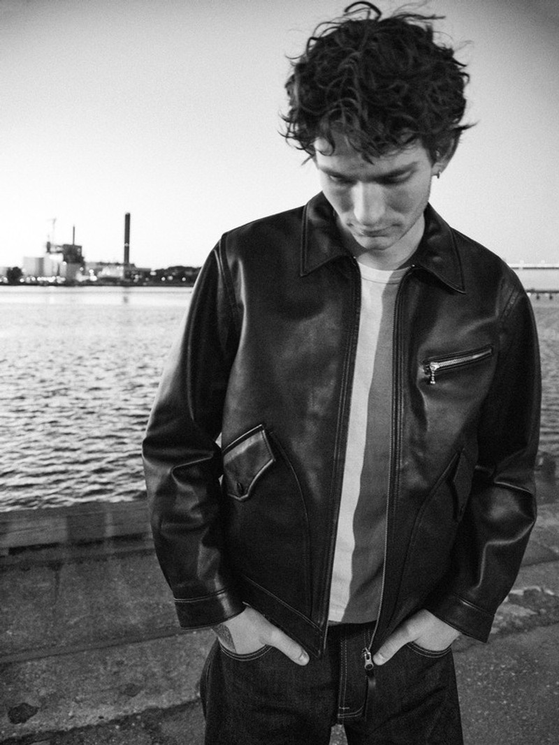 Nudie Jeans Blake Zip Jacket Leather Black outlook