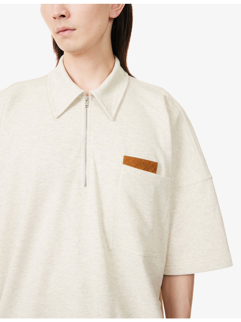Melange Intrecciato Cotton Polo Sweatshirt - 5