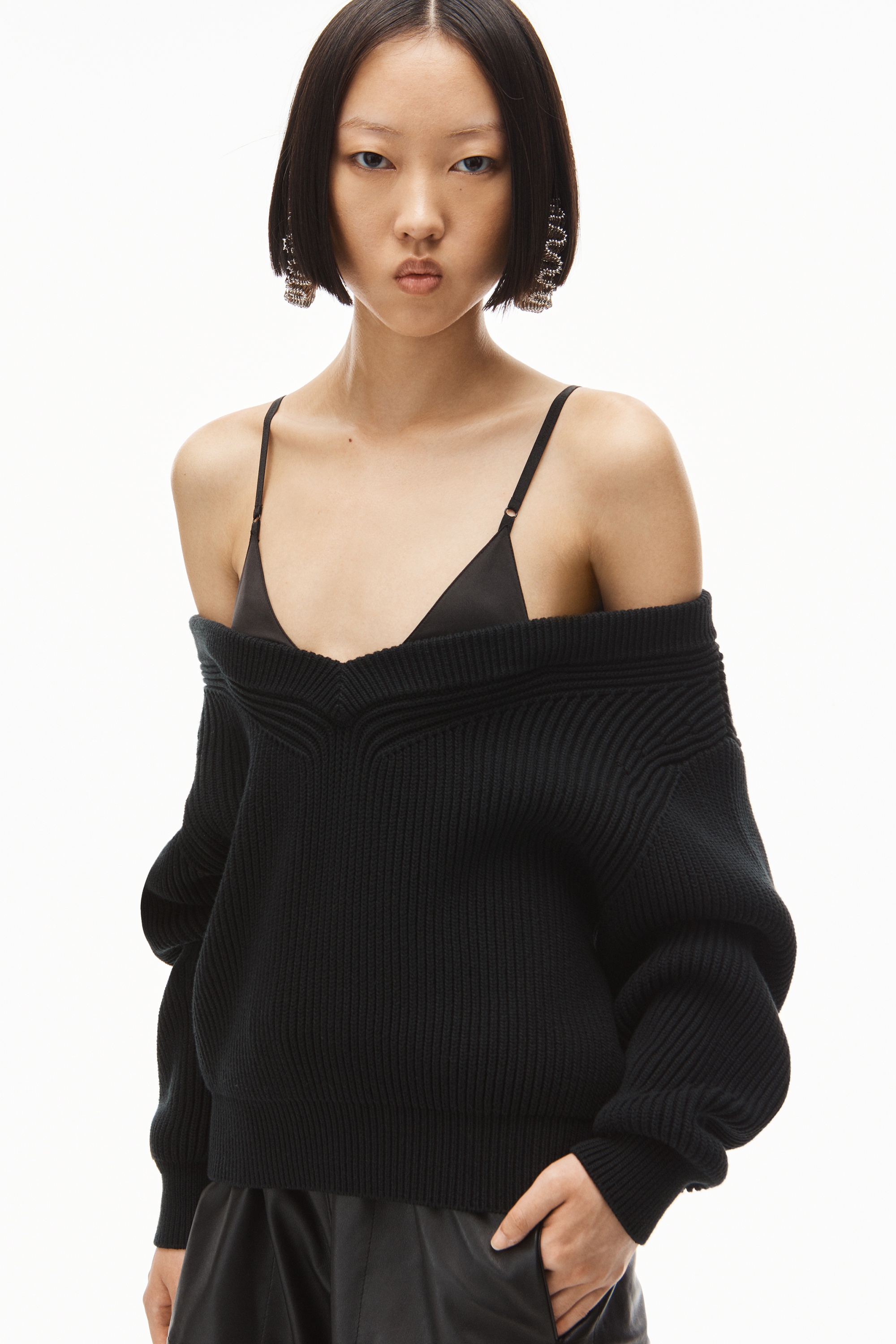 PULLOVER WITH SATIN CAMI LAYER IN COTTON - 3