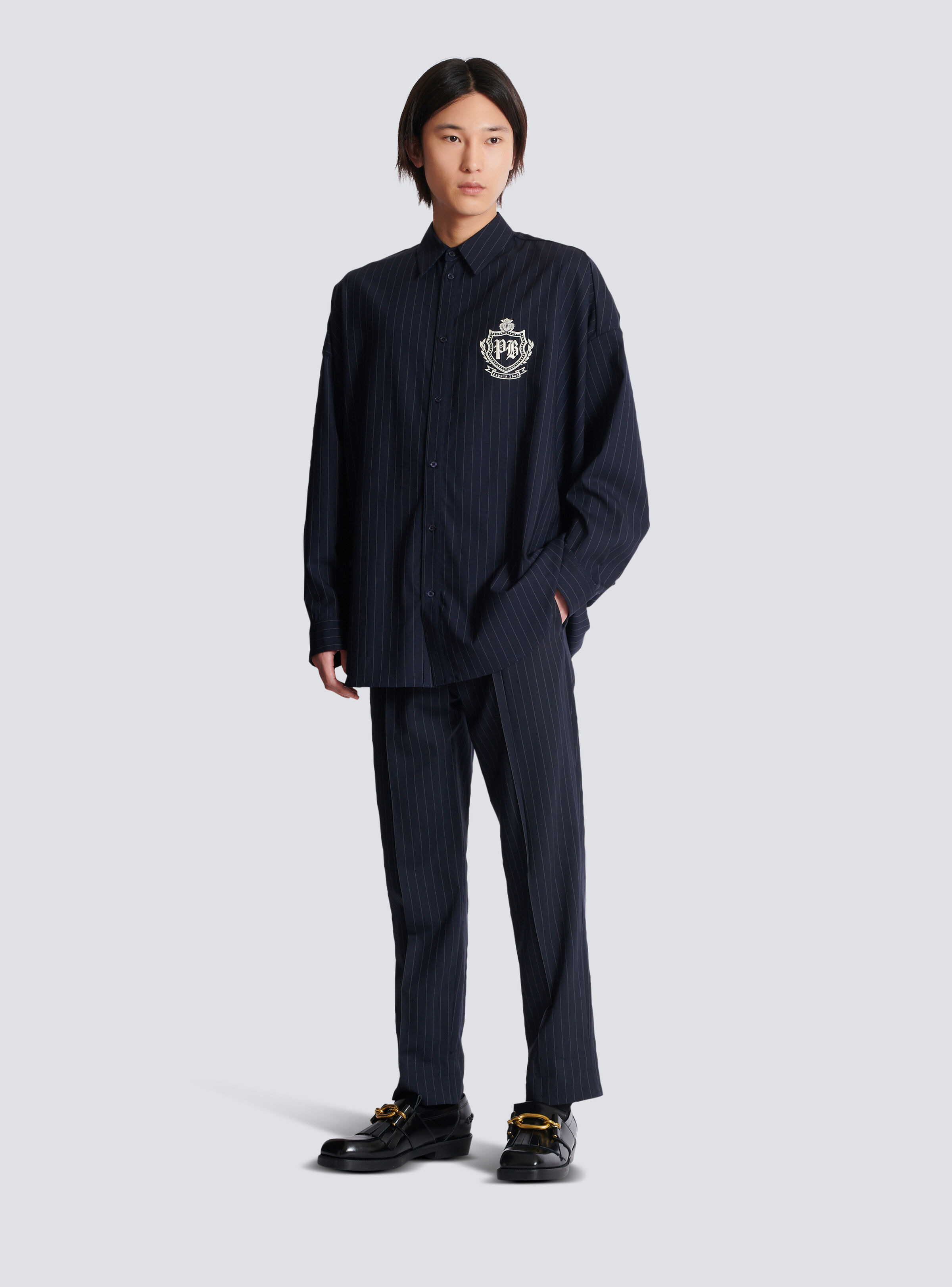 Straight-leg trousers in pinstripe wool - 2