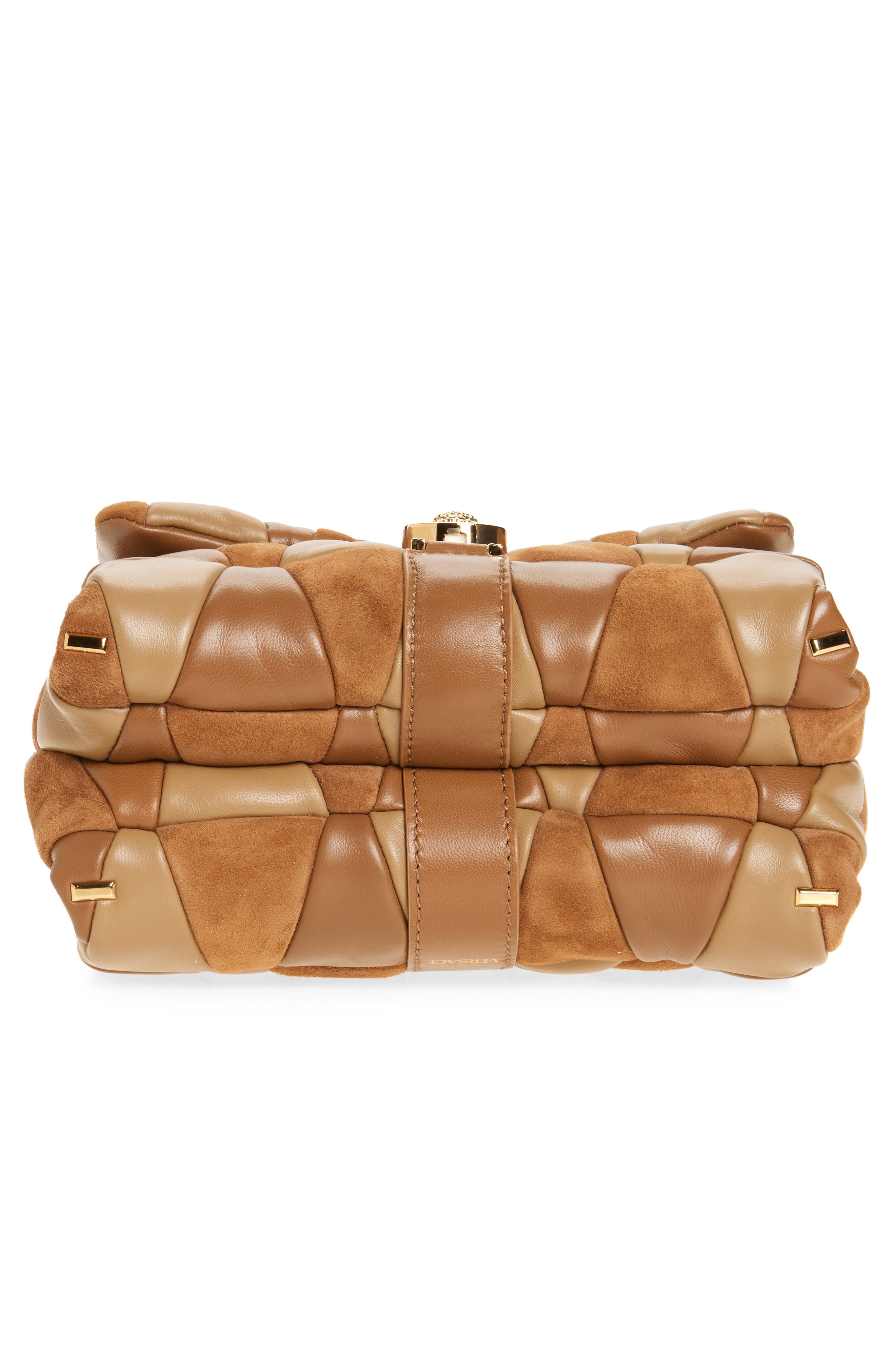 Versace Kleio Medusa 95 Quilted Patchwork Suede Shoulder Bag in Brown Caramel Gold at Nordstrom - 7