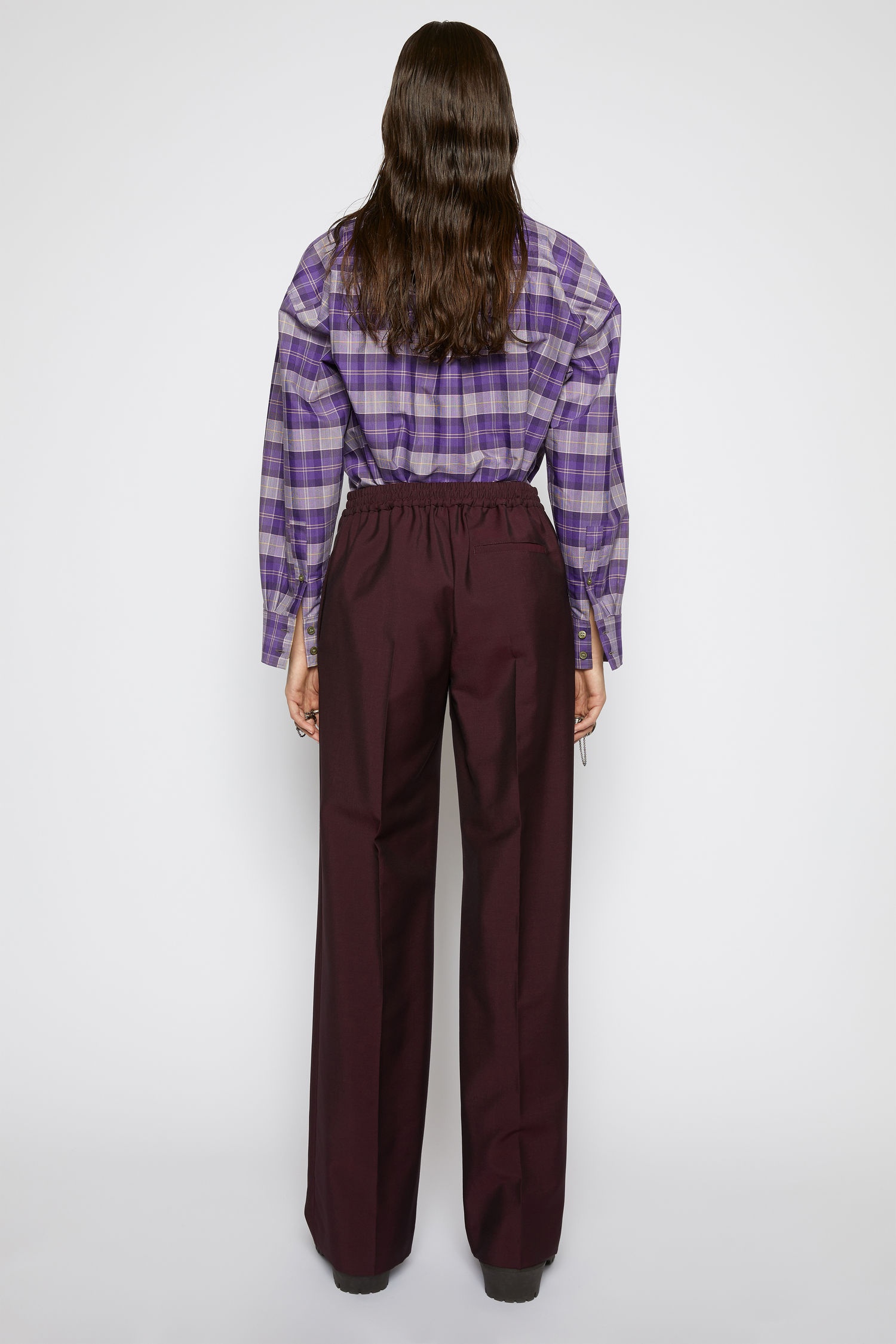 Elasticated-waist trousers aubergine/black - 4