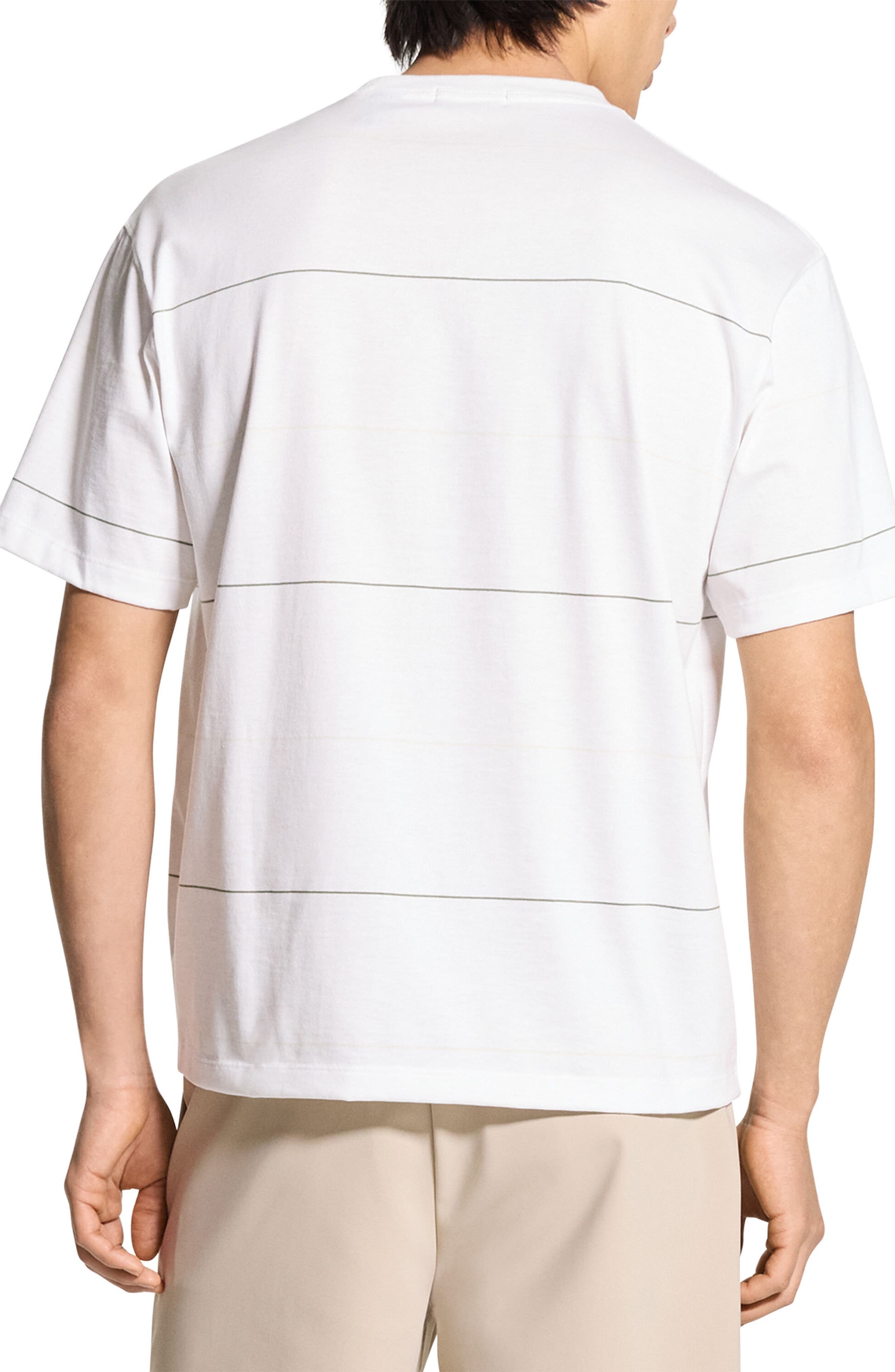 Theory Stripe Relaxed Pima Cotton T-Shirt in White Multi at Nordstrom - 2