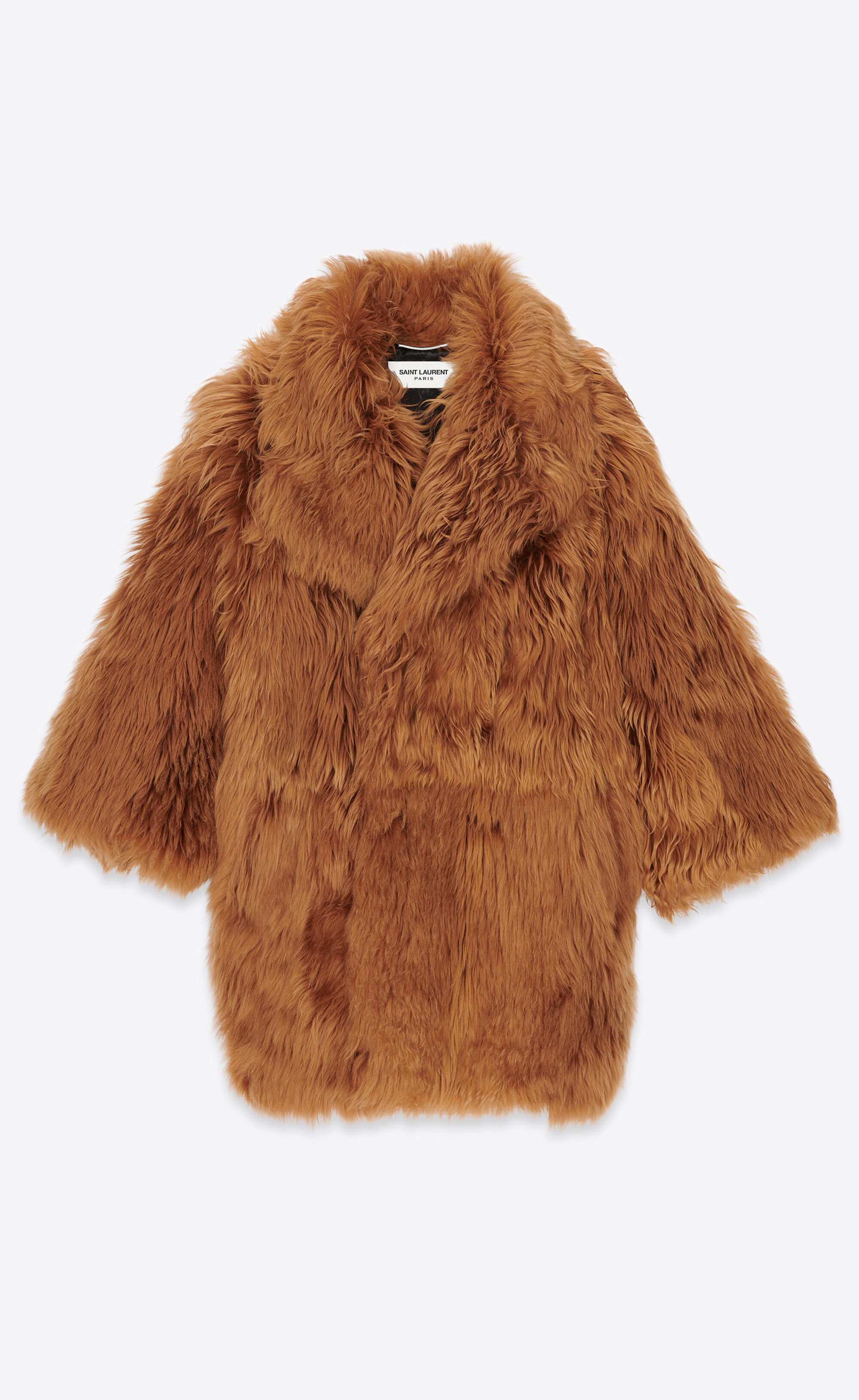 double-breasted coat in shearling - 1