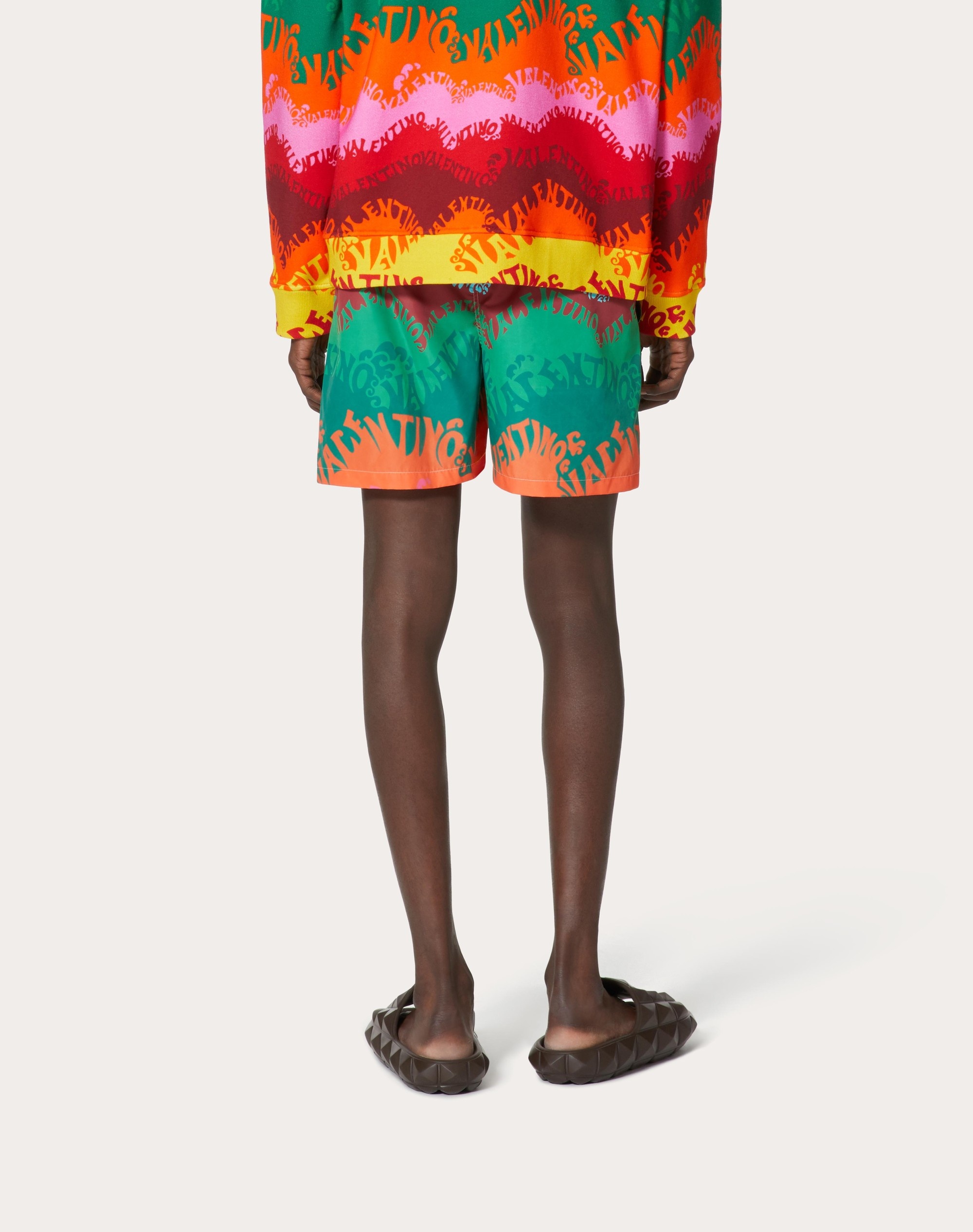 VALENTINO WAVES MULTICOLOR PRINT NYLON SWIMSUIT - 4