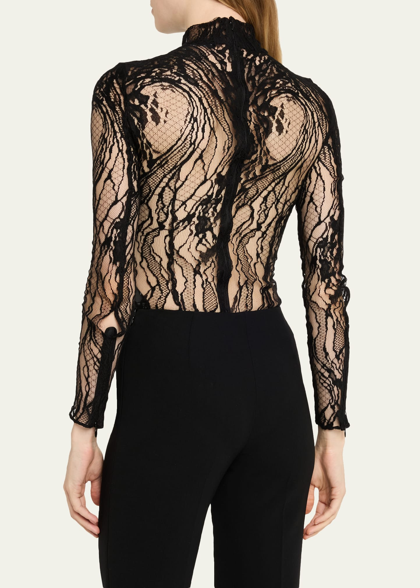 Turtleneck Lace Long-Sleeve Bodysuit - 3