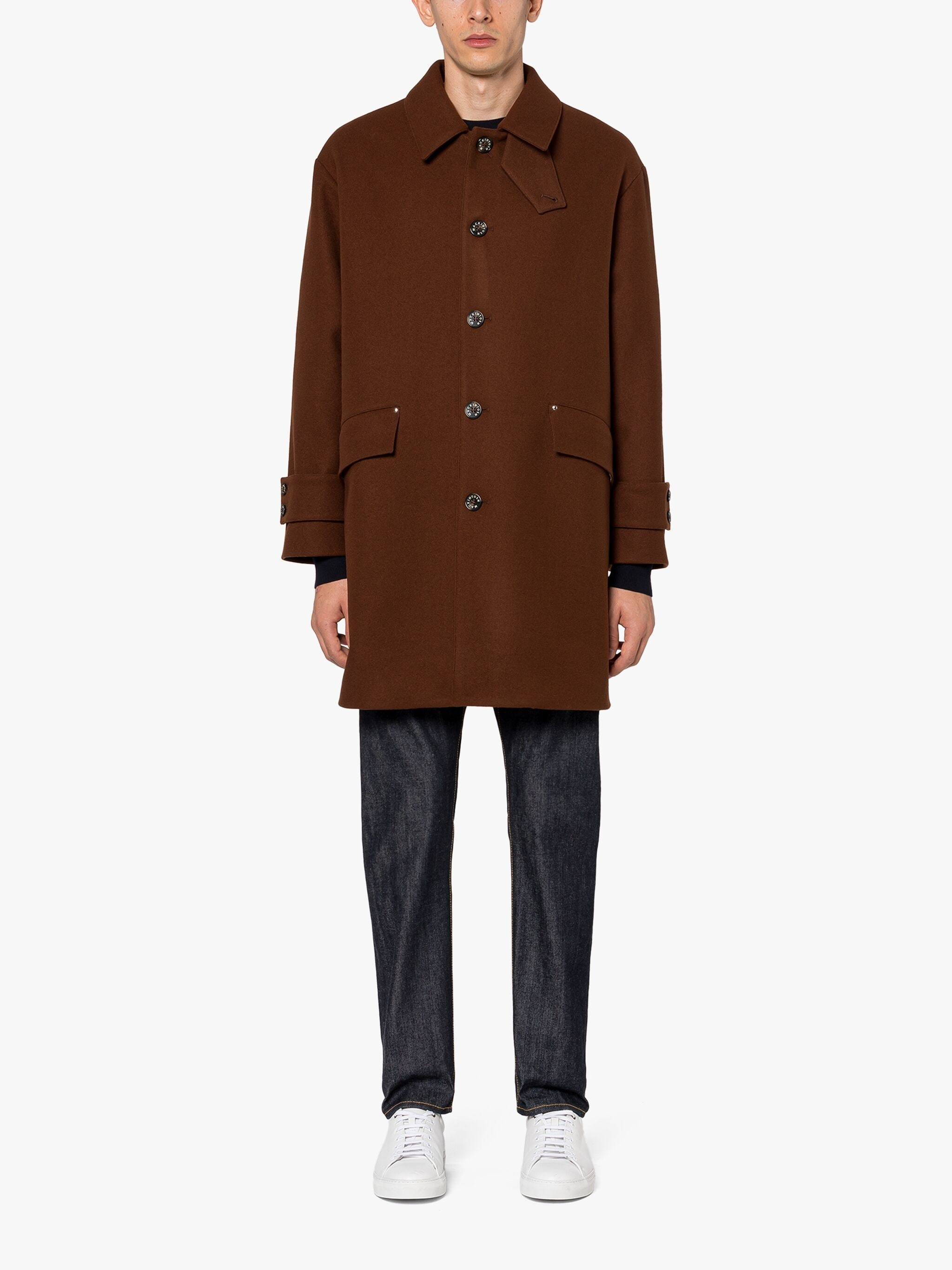 HUMBIE BROWN WOOL OVERCOAT - 3