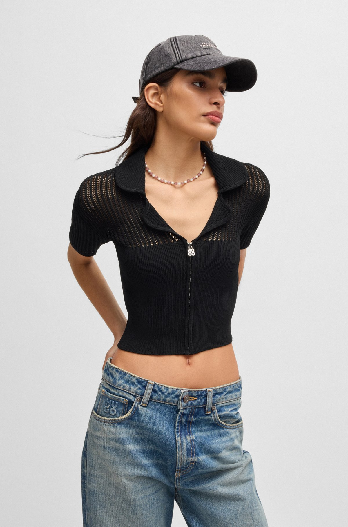 CROPPED CARDIGAN WITH SHEER CROCHET STRUCTURE - 2