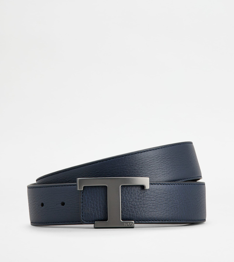 T TIMELESS REVERSIBLE BELT IN LEATHER - BLACK, BLUE 1