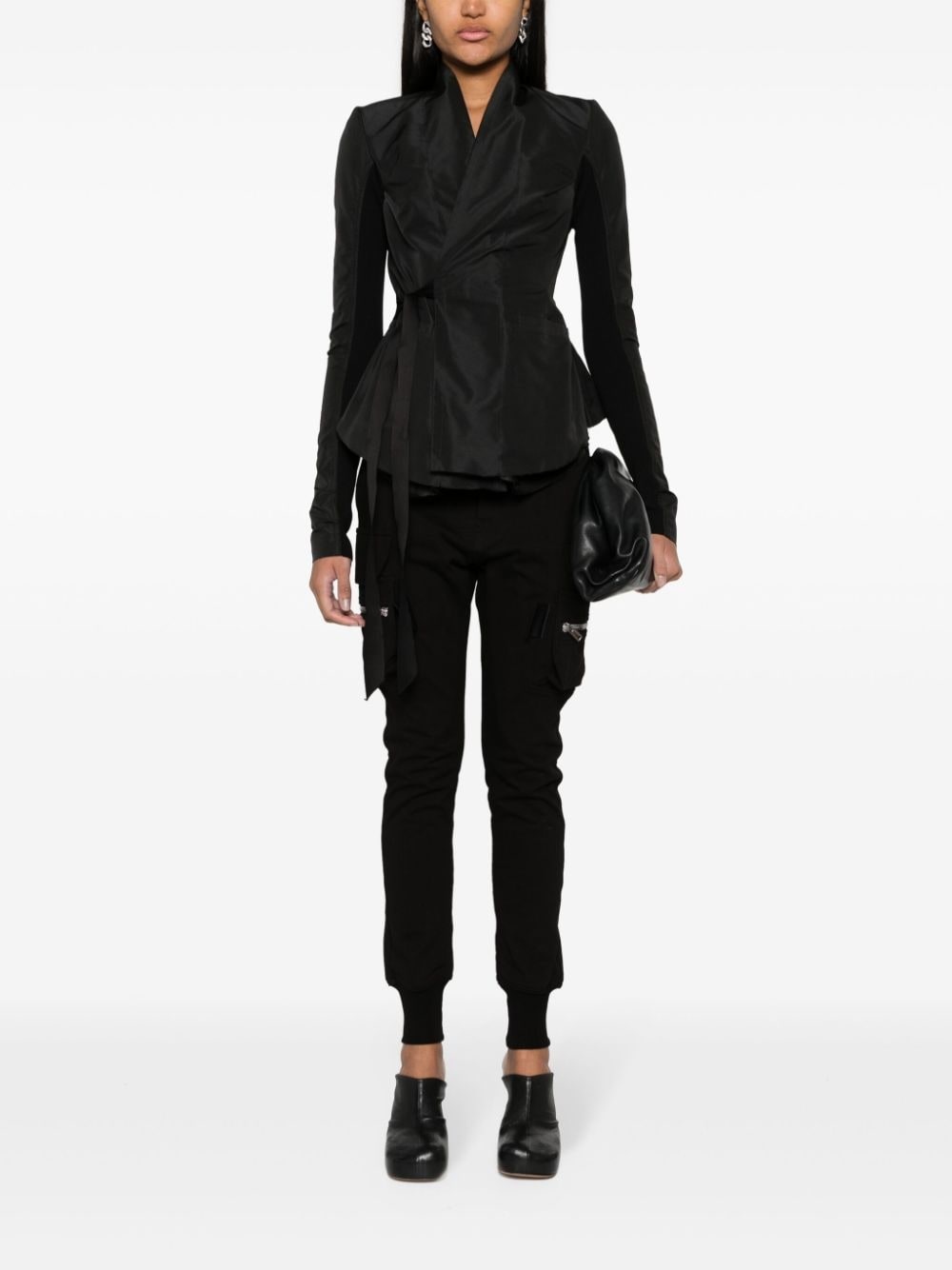 self-tie layered blazer - 2