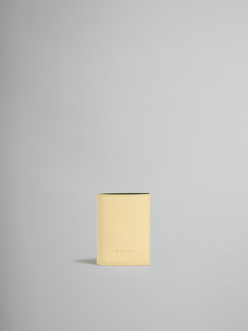 LIGHT YELLOW BIFOLD VENICE WALLET WITH MARBLED INTERIOR 1