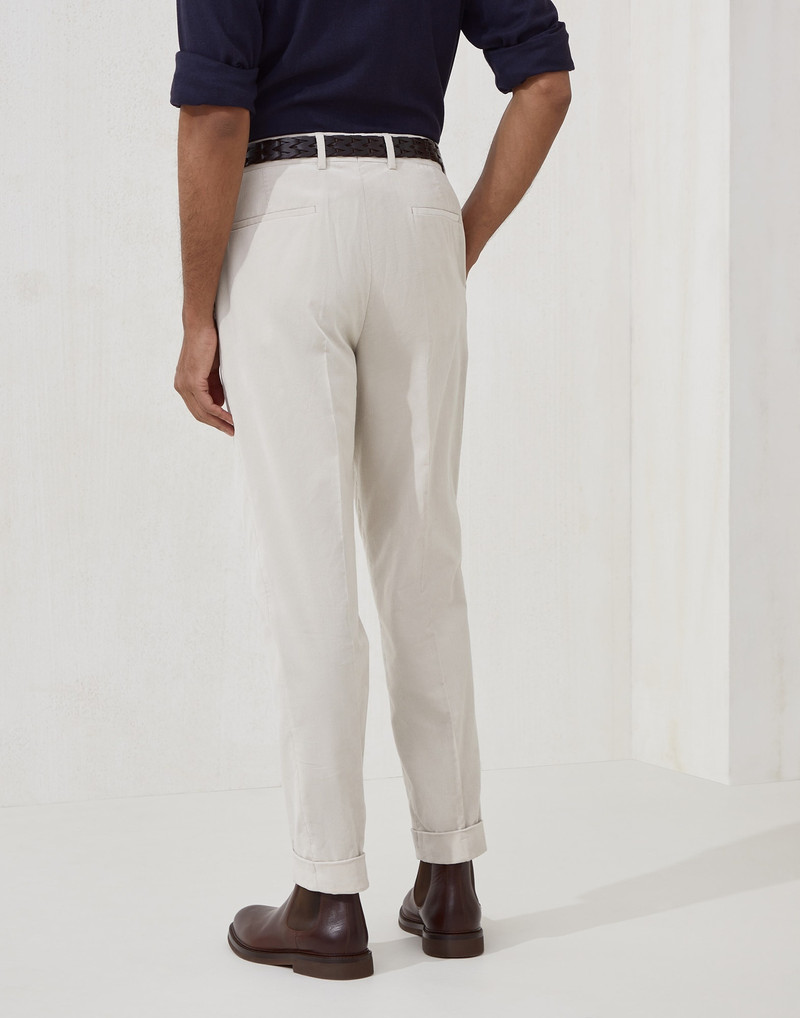 Brunello Cucinelli Sea Island cotton narrow wale corduroy leisure fit trousers with pleat outlook