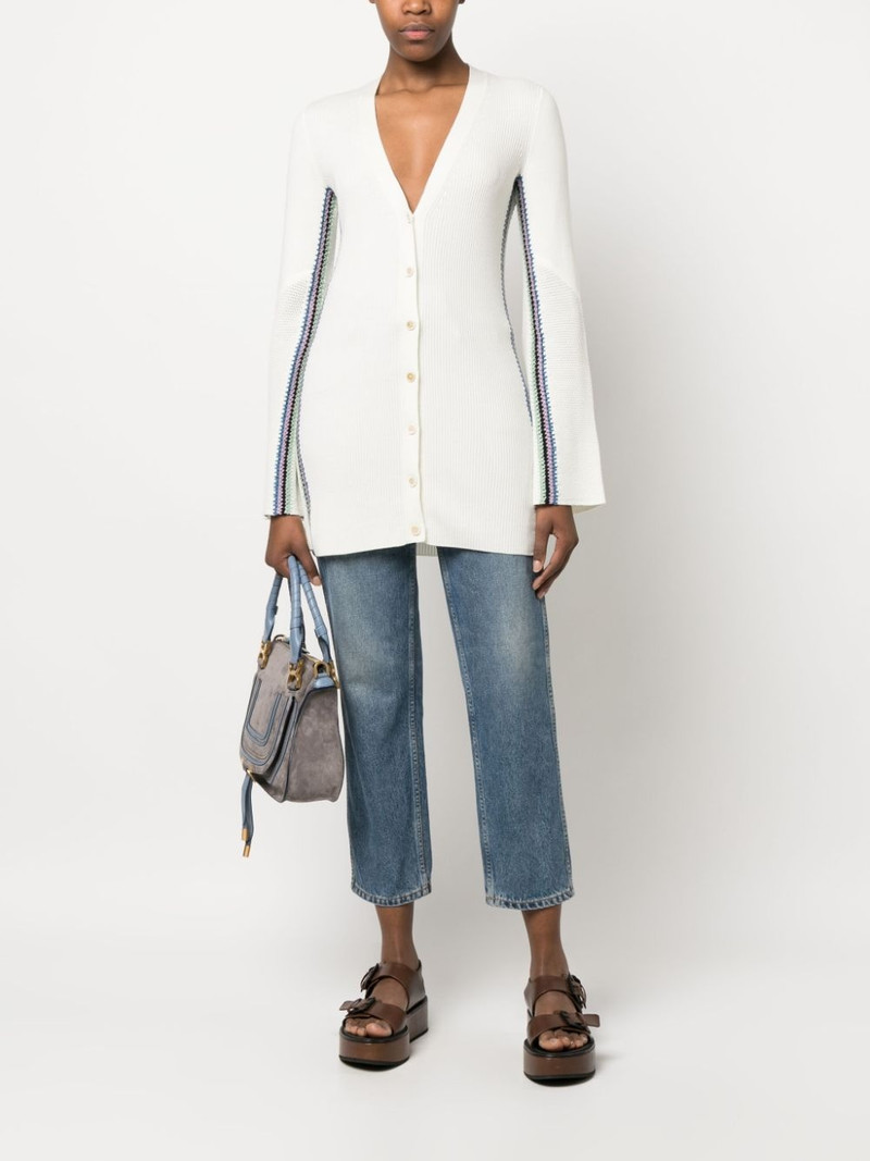 Chloé stripe-detail long wool cardigan outlook