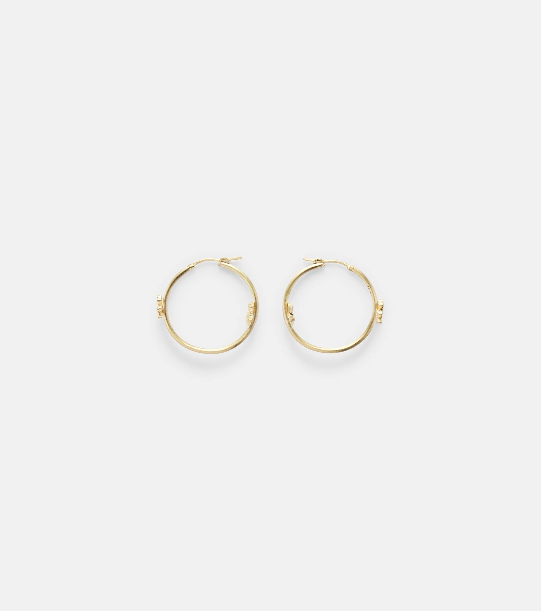 Lavender Medium 18kt gold hoop earrings with diamonds - 4